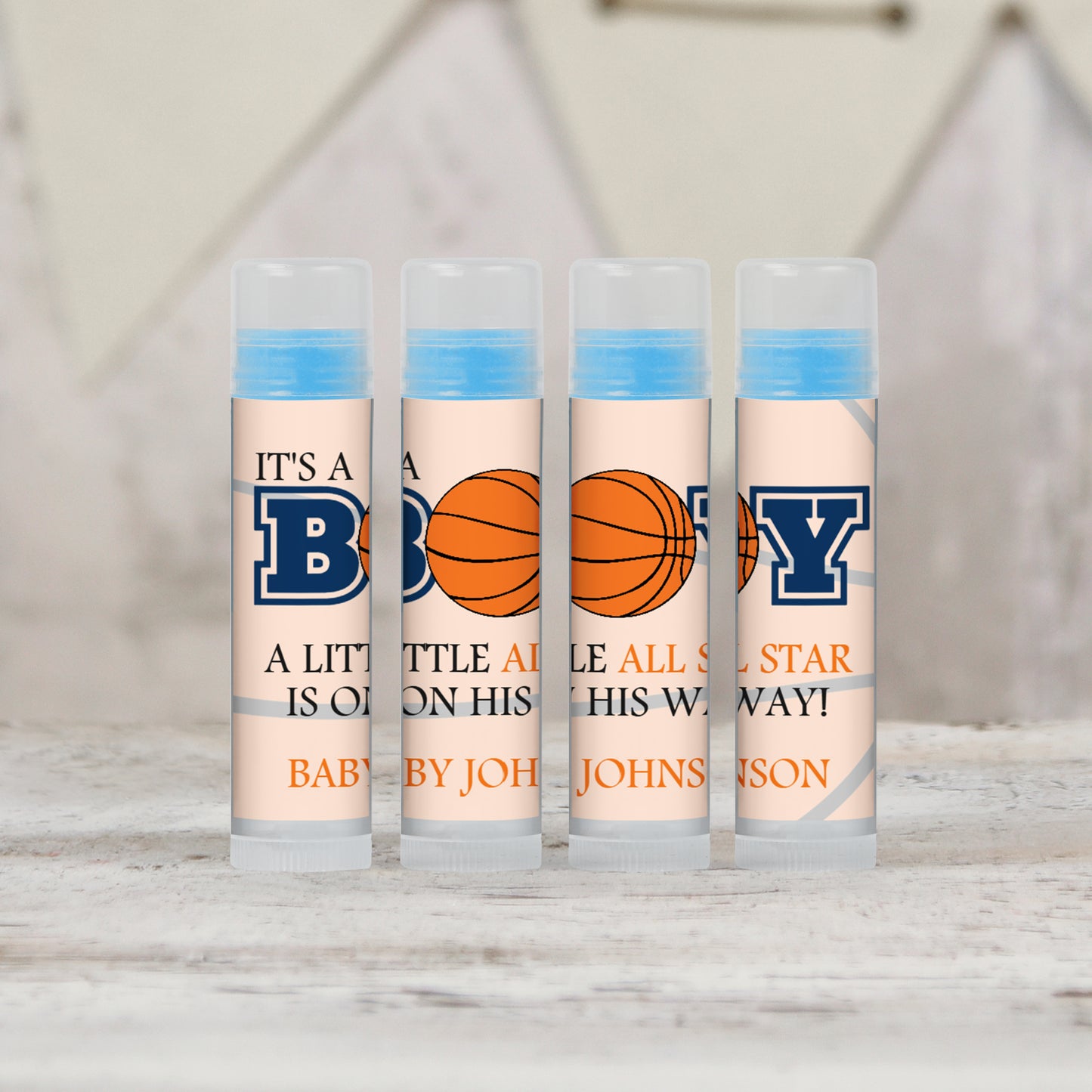 Basketball Baby Shower Favor Personalized PRINTED Lip Balm LABELS for Boy's Baby Shower | All Star Sports MVP Theme Baby Shower Favor [1001]