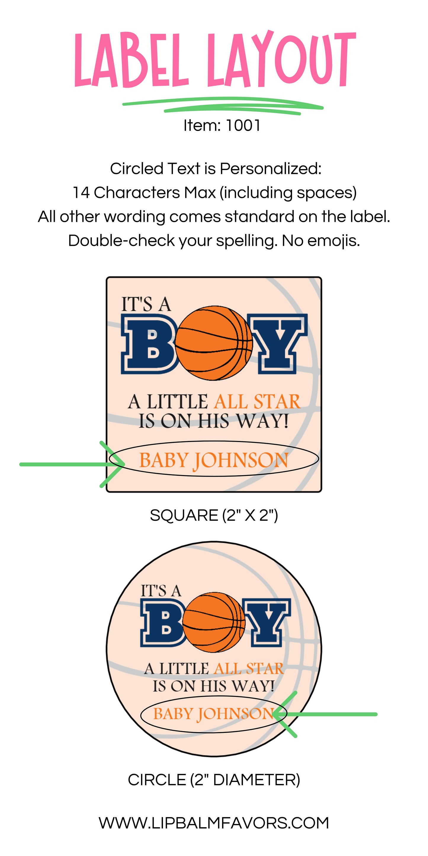 Basketball Theme Baby Shower PRINTED 2" Square or Round Favor LABELS | Boy's All Star MVP Sports Baby Shower Stickers for Favors [1001]