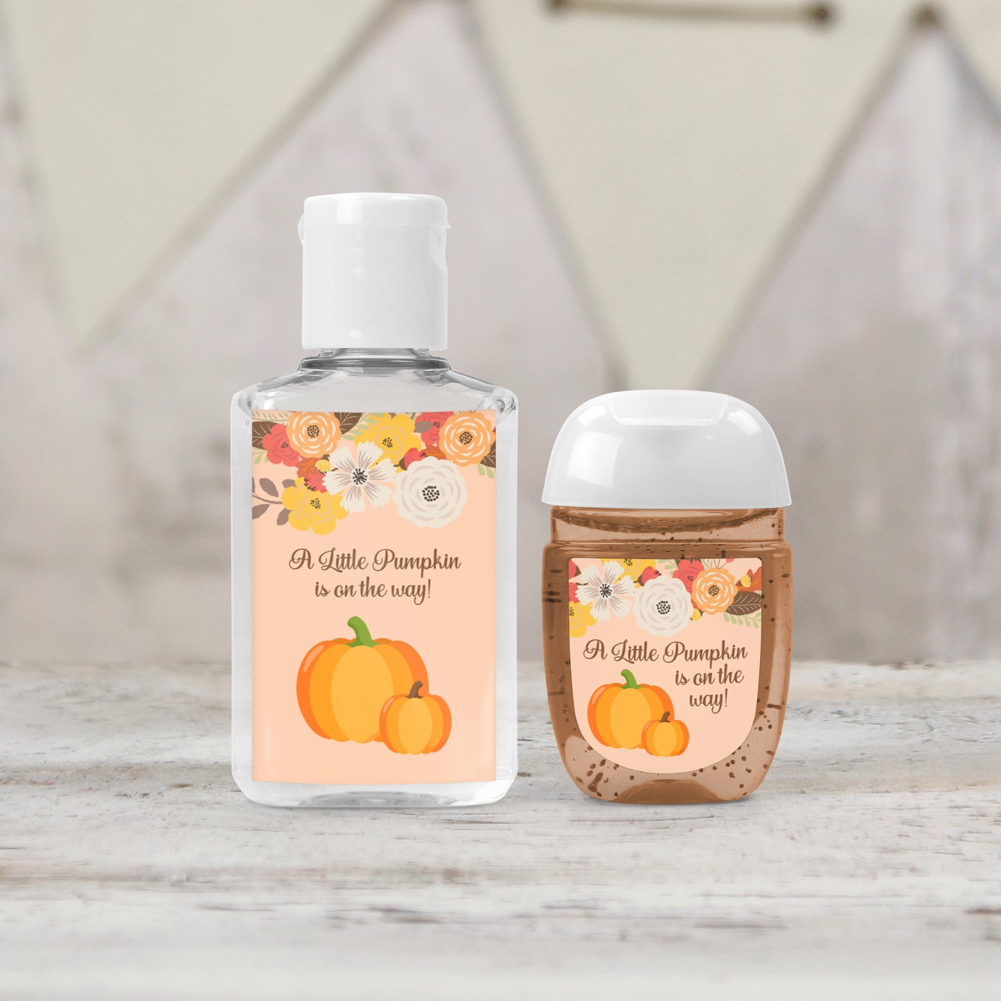 Little Pumpkin Baby Shower Favors Personalized PRINTED Hand Sanitizer LABELS| Fall Baby Shower | Autumn Baby Shower | Rustic Theme [1006]