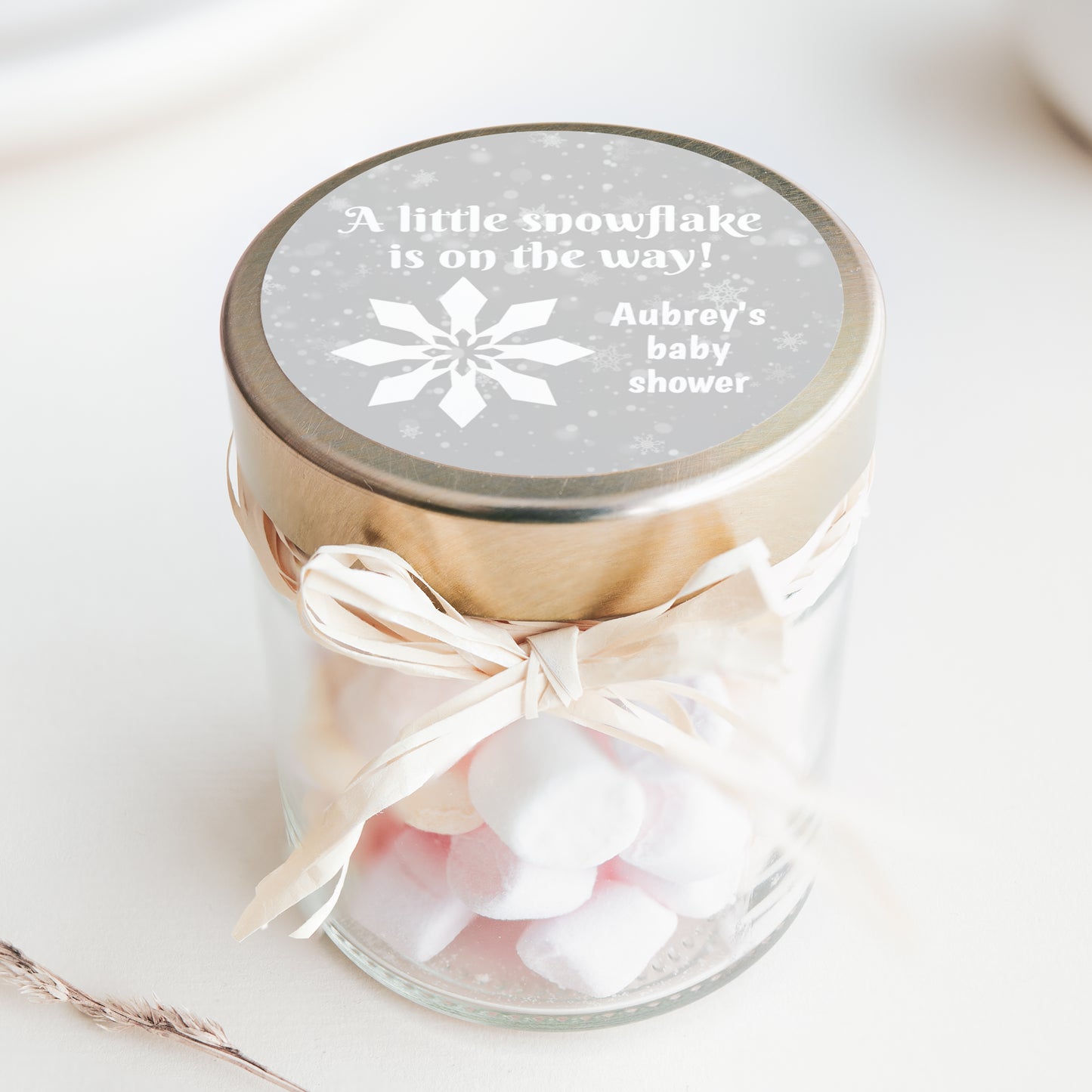 A Little Snowflake is on its Way PRINTED 2" Square or Round Favor LABELS | Winter Theme Baby Shower | Snowflake Baby Shower Labels [1008]