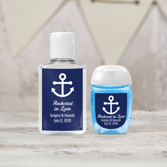 Anchored in Love PRINTED Hand Sanitizer LABELS | Nautical Wedding Favors Label | Nautical Theme Baby Shower | Nautical Party [1013]