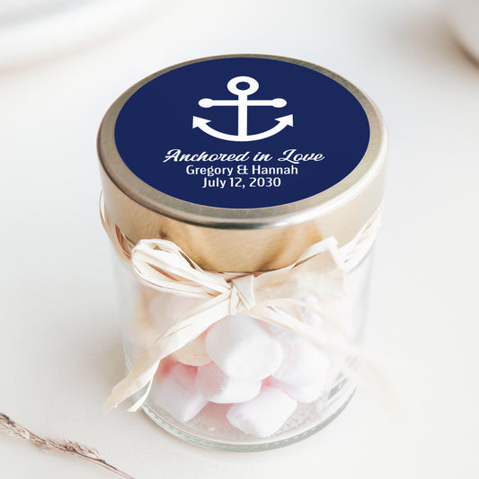 Anchored in Love PRINTED 2" Square or Round Favor LABELS | Nautical Labels | Nautical Wedding Shower Labels | | Nautical Bachelorette [1013]