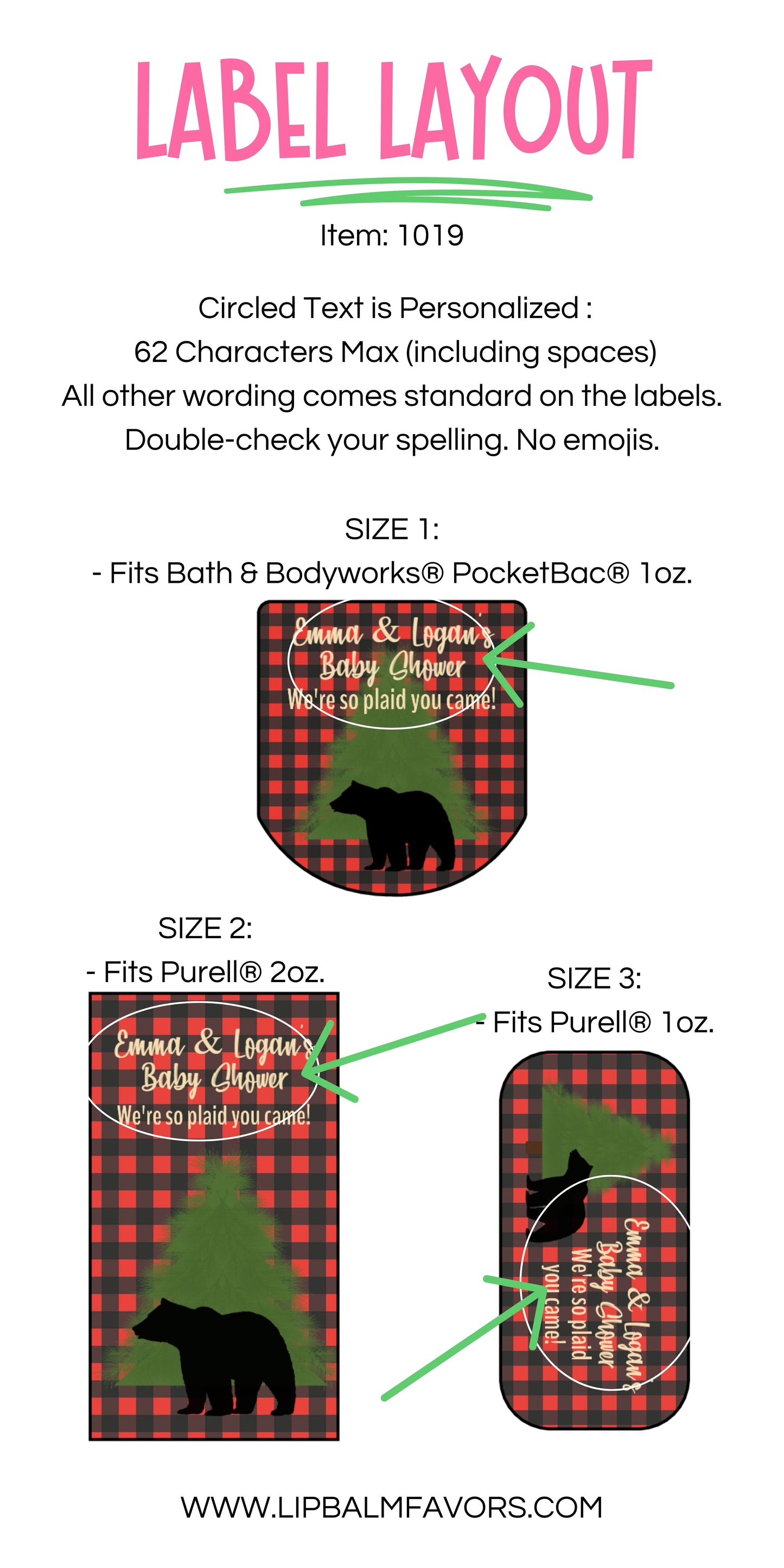 Rustic Baby Shower Favors PRINTED Hand Sanitizer LABELS | Buffalo Plaid Baby Shower Theme | Bear Silhouette | Fall Baby Shower Label [1019]