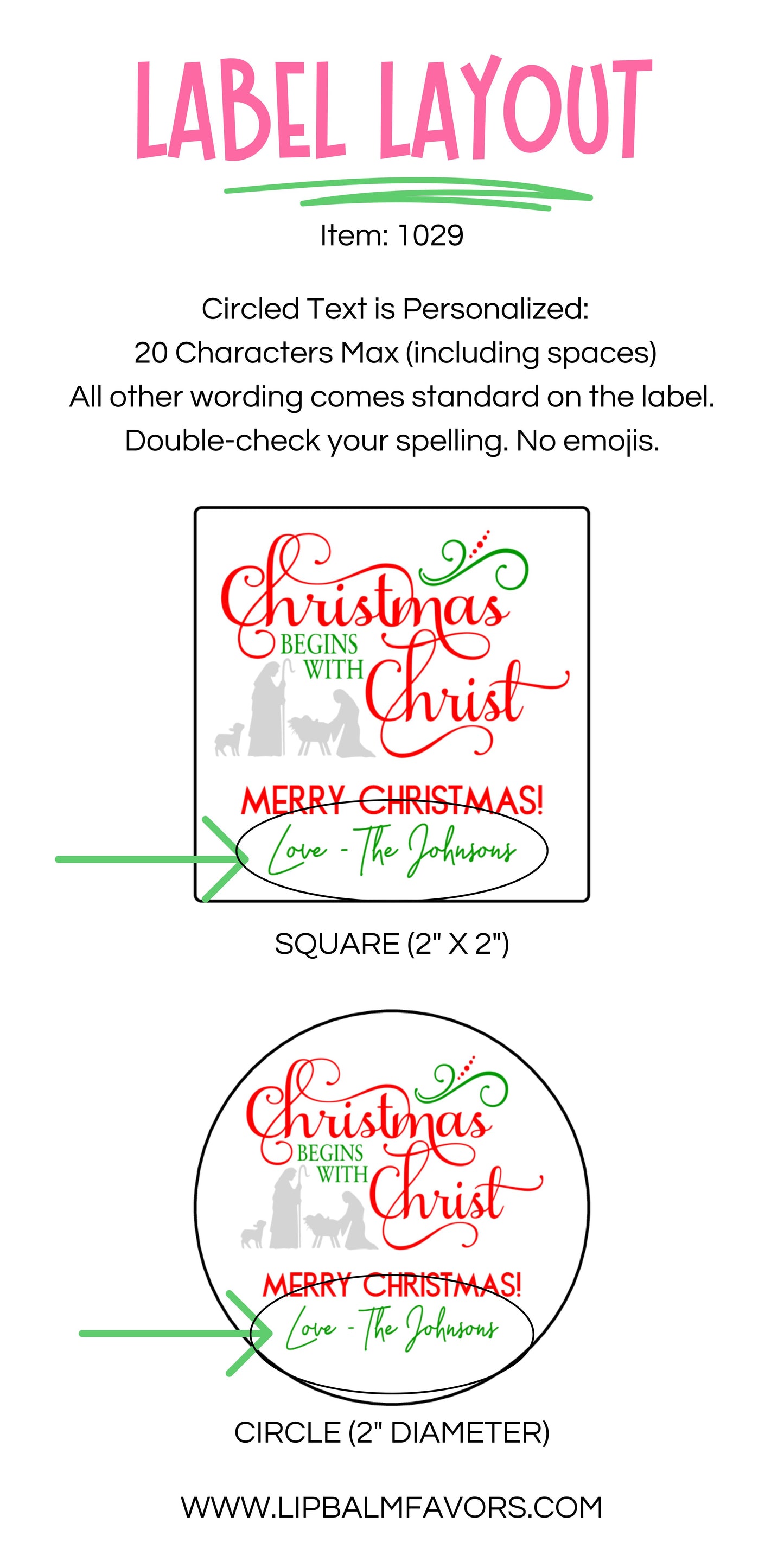 Christmas Begins with Christ PRINTED 2" Square or Round Party Favor LABELS | Christmas Party Supplies | Religious Christmas Sticker [1029]