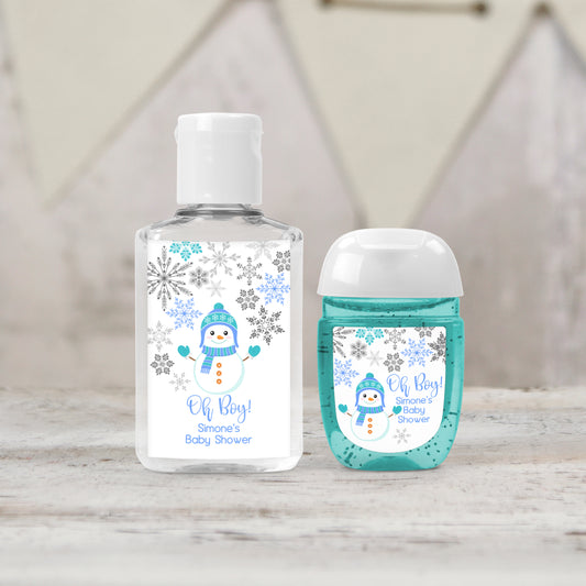 Oh Boy Snowman Baby Shower PRINTED Hand Sanitizer LABELS | Winter Wonderland Baby Shower Labels for Favors | Boy Baby Shower [1030]