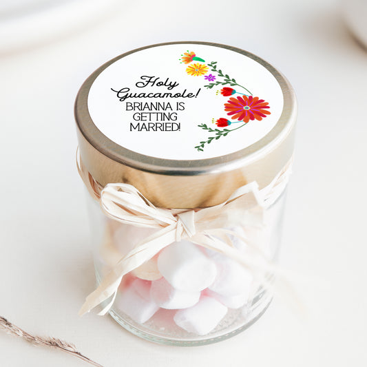 Mexican Bridal Shower PRINTED 2" Square or Round Party Favor LABELS | Floral Bridal Shower Stickers for Favors | Fiesta Bridal Shower [1032]