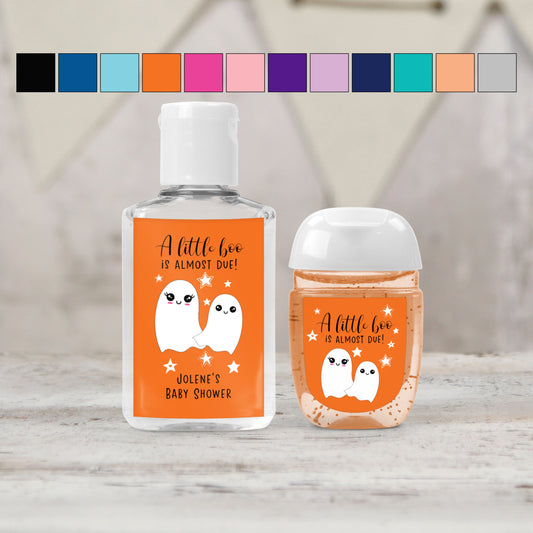 A Little Boo is Almost Due Baby Shower Personalized PRINTED Hand Sanitizer LABELS | Halloween Baby Shower Favors Label | Ghost Theme [4071]