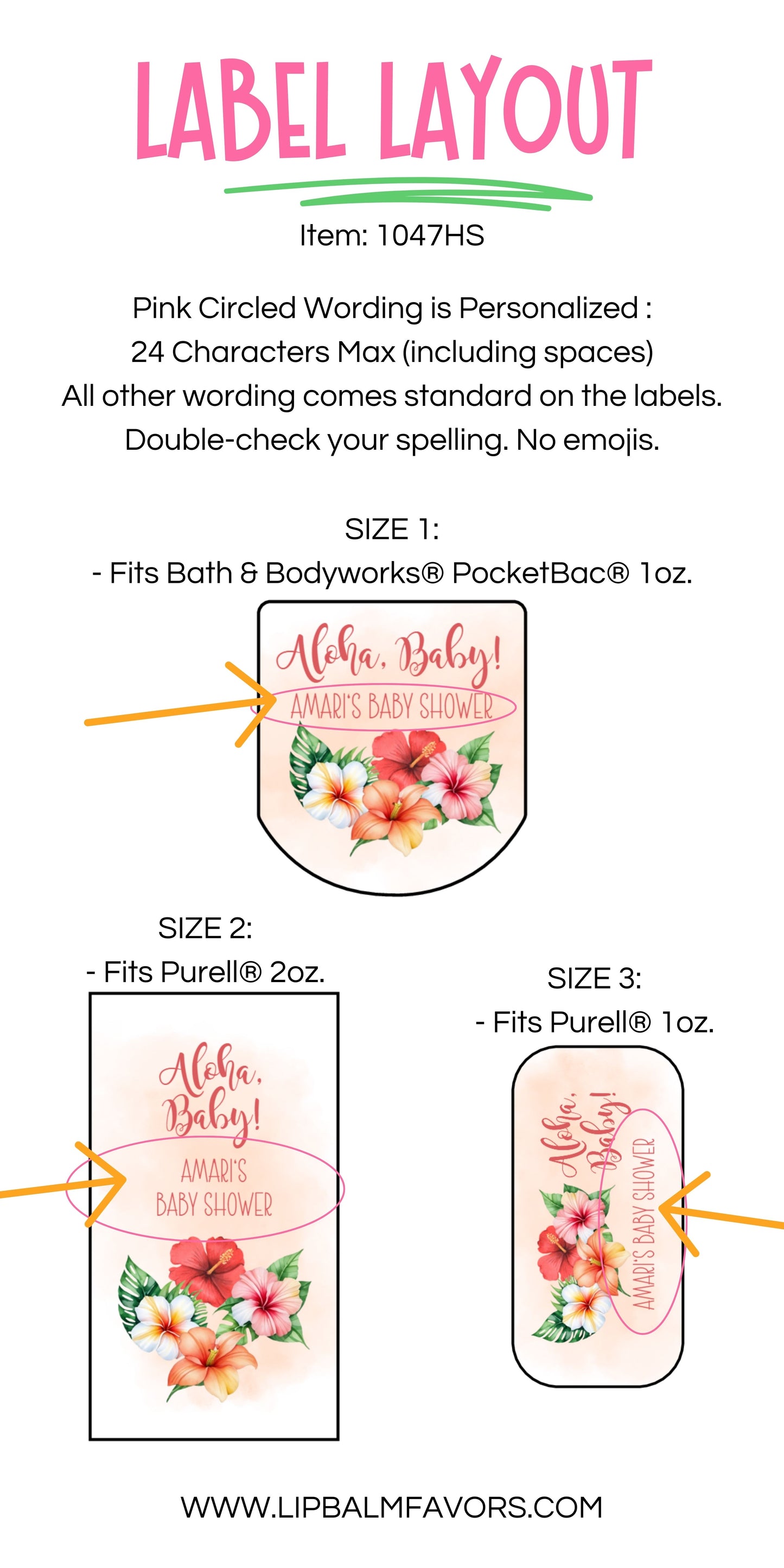 Printed Hand Sanitizer LABELS | Aloha Baby Shower Favors | Tropical Baby Shower | Hawaiian Luau Baby Shower | Hibiscus Floral [1047]