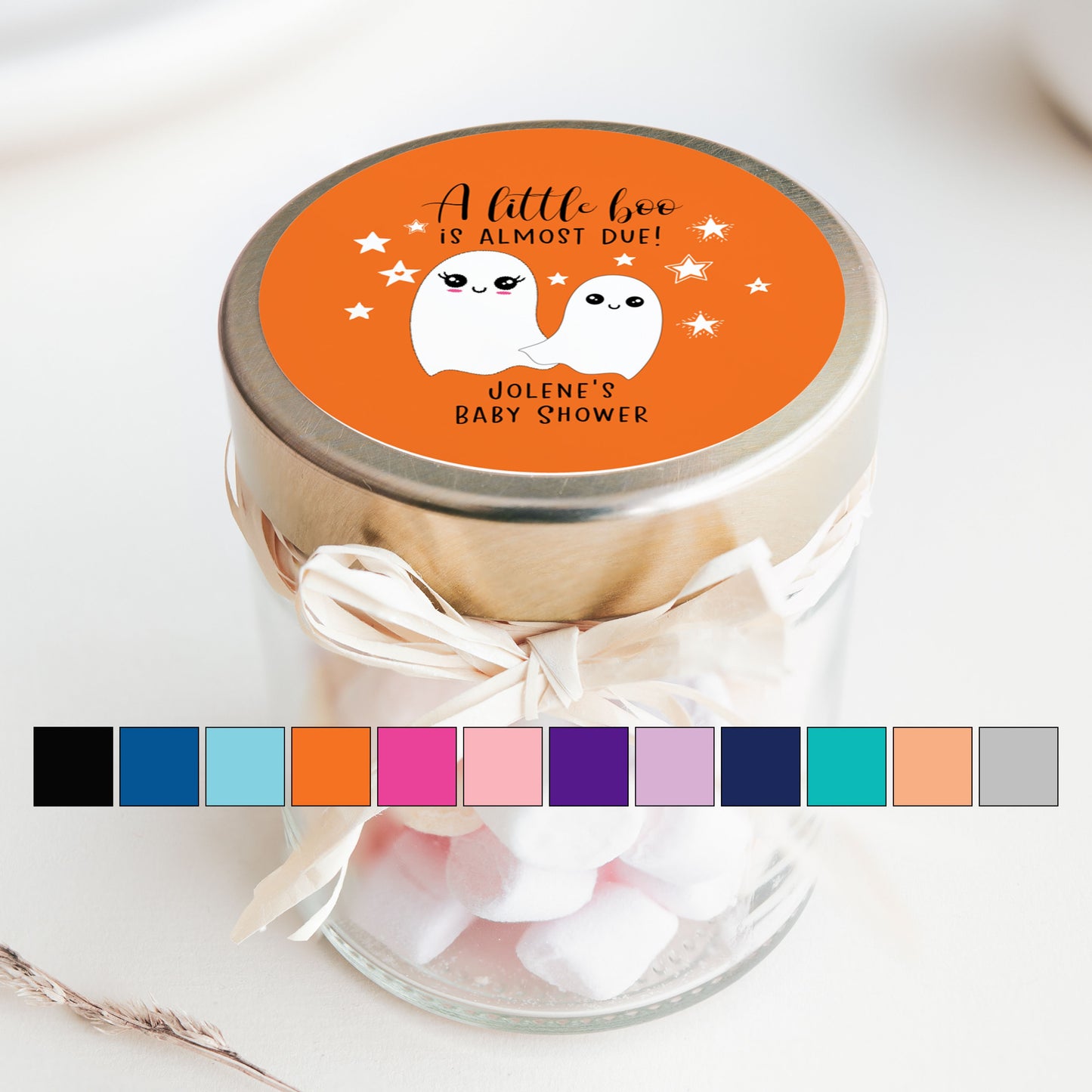 A Little Boo is Almost Due Baby Shower PRINTED 2" Square or Round Favor LABELS | Ghost Baby Shower | Halloween Baby Shower Labels [4071]