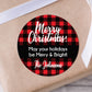 Merry Christmas Buffalo Plaid Christmas PRINTED 2" Square or Round Party Favor LABELS | Holiday Party Supplies Party Favor Sticker [1076]