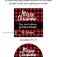 Merry Christmas Buffalo Plaid Christmas PRINTED 2" Square or Round Party Favor LABELS | Holiday Party Supplies Party Favor Sticker [1076]