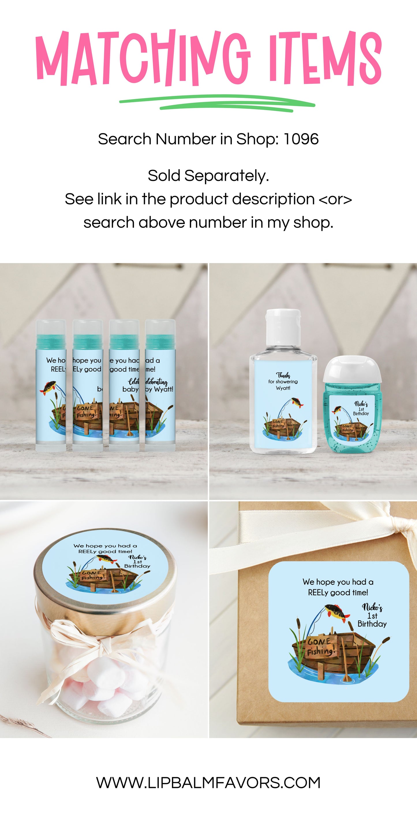 Fishing Party Theme PRINTED 2" Square or Round Party Favor LABELS | Boy Baby Shower | Fishing Birthday Party | Fishing Retirement [1096]