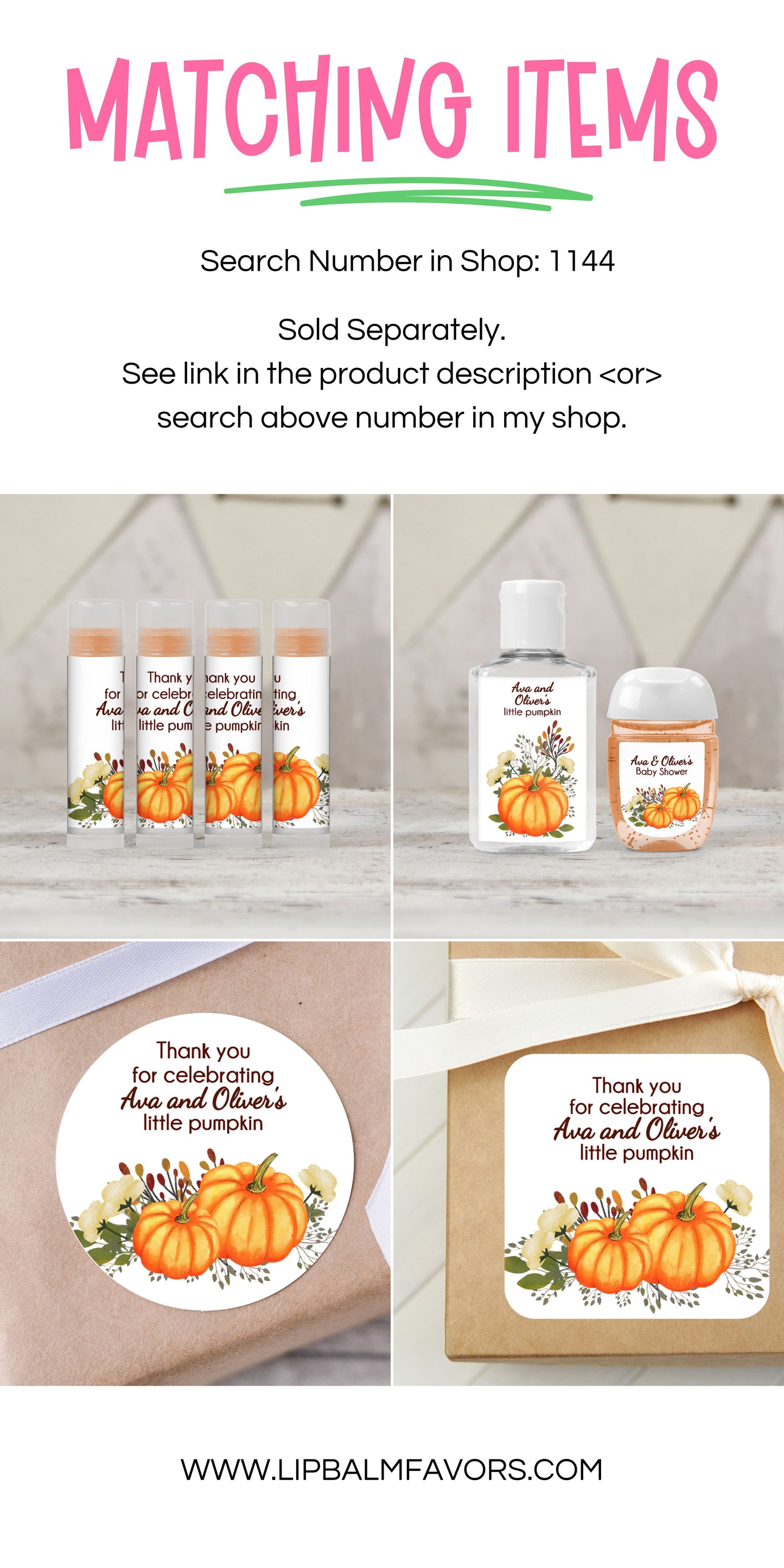 Pumpkin Party Favors Personalized PRINTED Hand Sanitizer LABELS | Fall Rustic Gender-Neutral Baby Shower & First Birthday Favor Label [1144]