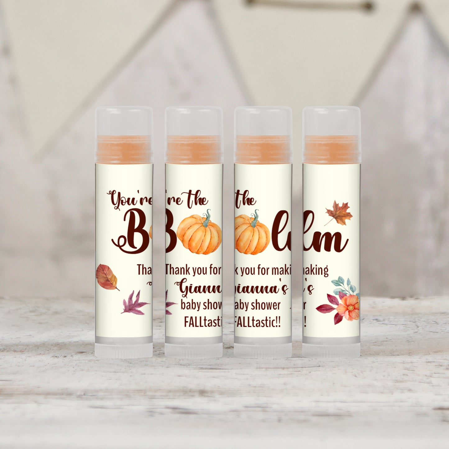 Pumpkin Theme 'You're the Balm' Party Favors Personalized PRINTED Lip Balm LABELS - Rustic/Fall/Baby Shower/Bridal Shower/Birthday [1179]