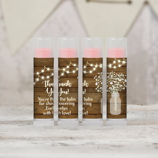 Rustic Bridal Shower Personalized PRINTED Bridal Shower Lip Balm LABELS for Bridal Shower Favors | Barn Bridal Shower | Country Theme [1233]