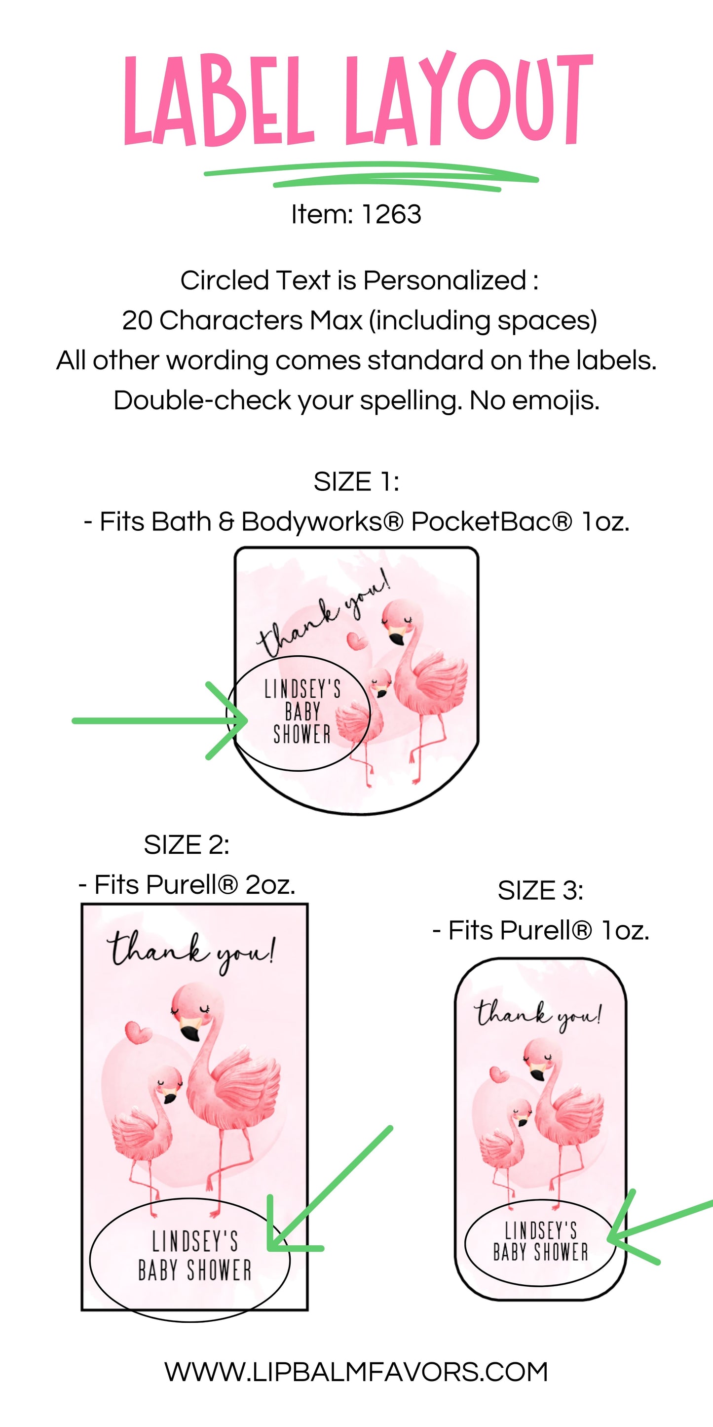 Flamingo Baby Shower Favors Personalized PRINTED Hand Sanitizer LABELS | Tropical Hawaiian Luau Pink Girl Baby Shower Favors Sticker [1263]