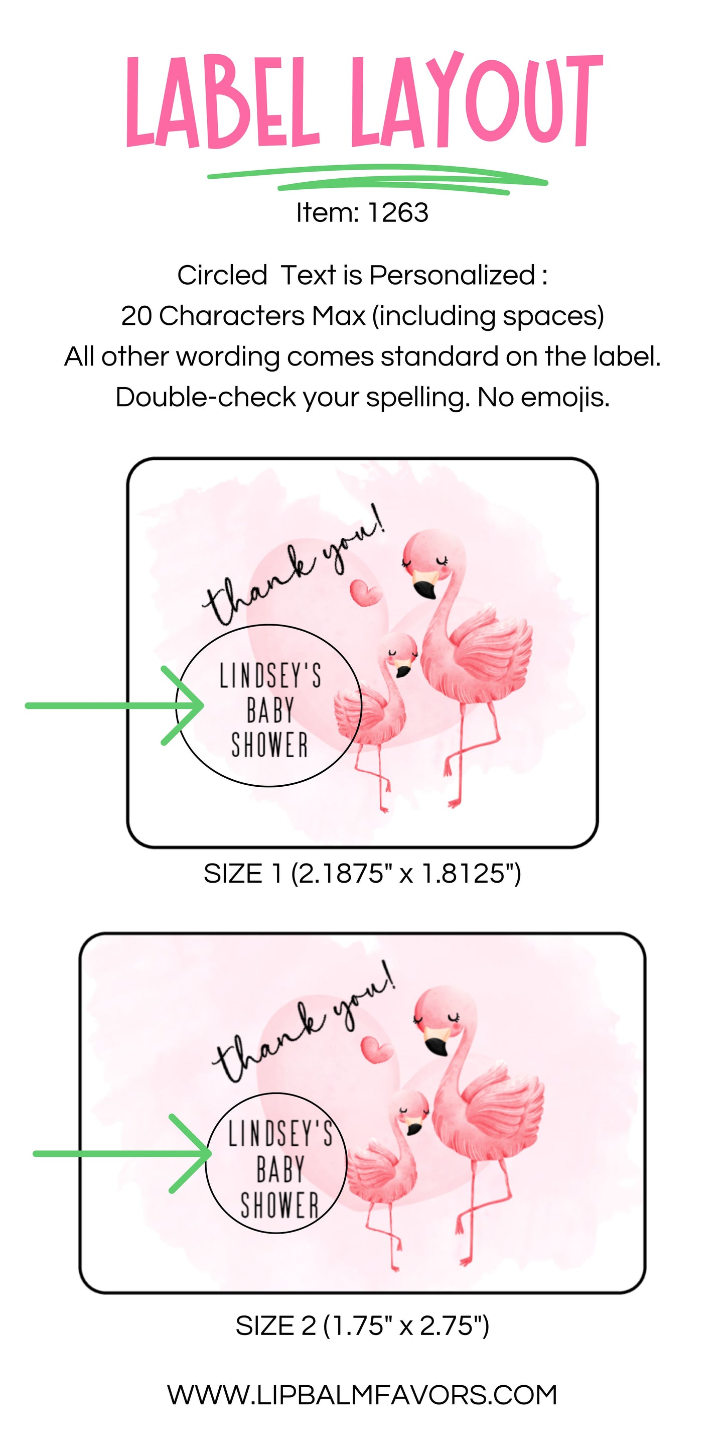 Flamingo Baby Shower Favors Personalized PRINTED Lip Balm Favors LABELS | Tropical Hawaiian Luau Pink Girl Baby Shower Favors Sticker [1263]