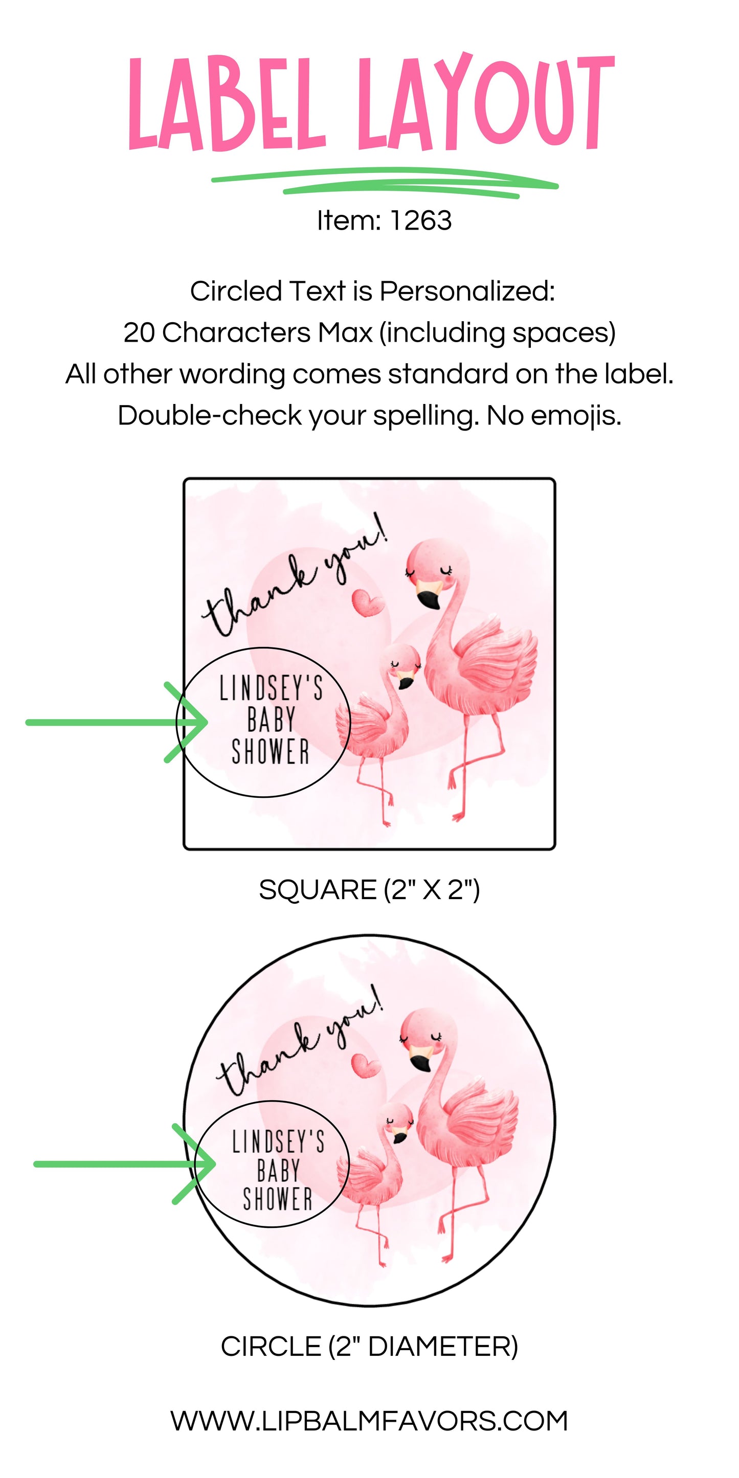 Flamingo Baby Shower PRINTED 2" Square or Round Favor LABELS | Pink Hawaiian Luau Baby Shower Stickers for Favors | Tropical Girl [1263]