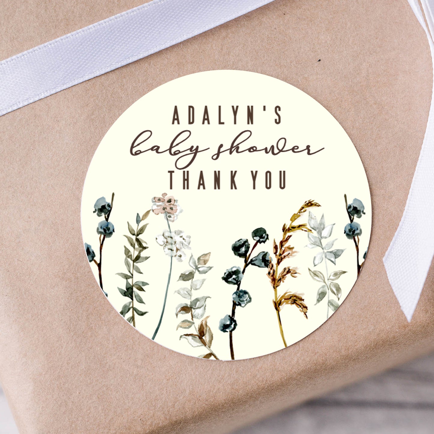 Boho Fall Floral Wildflowers Theme PRINTED 2" Square or Round Party Favor LABELS | Bridal Shower or Baby Shower Party Favor Sticker [1305]