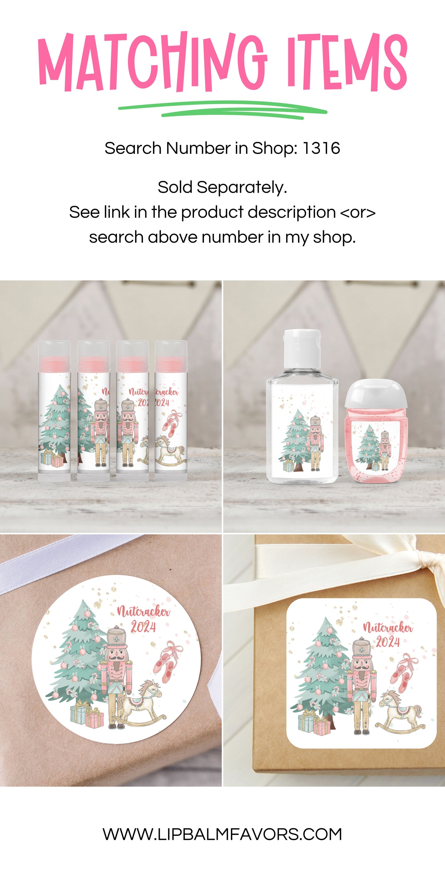 Nutcracker Ballet Party: Pink Nutcracker PRINTED Hand Sanitizer LABELS for a Festive Touch! Nutcracker Gifts for Dancers Idea [1316]