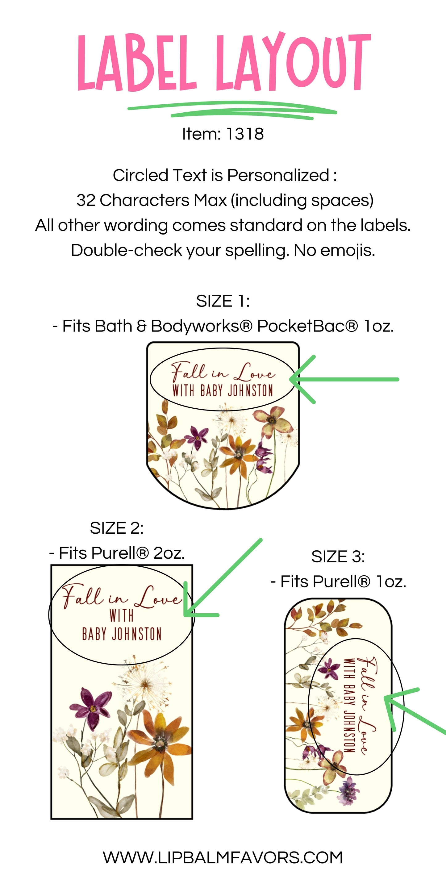 Fall Wildflower Personalized PRINTED Hand Sanitizer LABELS | Autumn Birthday, Baby Shower, & Bridal Shower Favors Sticker [1318]