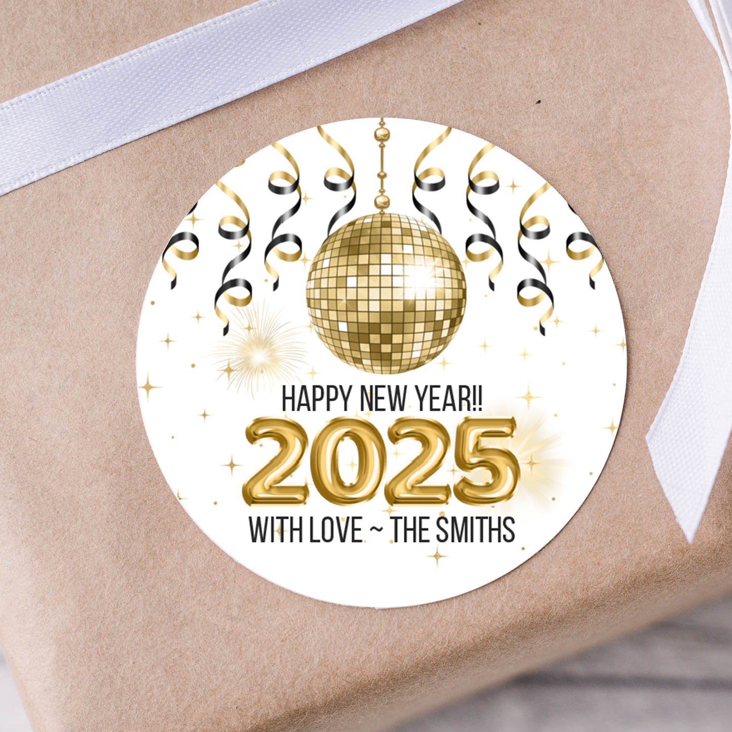 Happy New Year 2025 PRINTED Personalized 2" Square or Round Party Favor LABELS | New Years Eve Stickers for Favors [1342]