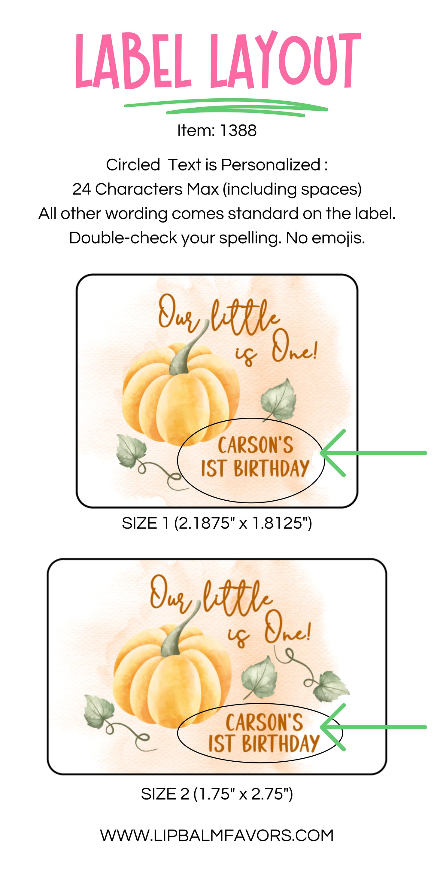 Our Little Pumpkin is One Personalized PRINTED Lip Balm LABELS | Fall 1st Birthday Party Favors Sticker | Pumpkin First Birthday [1388]