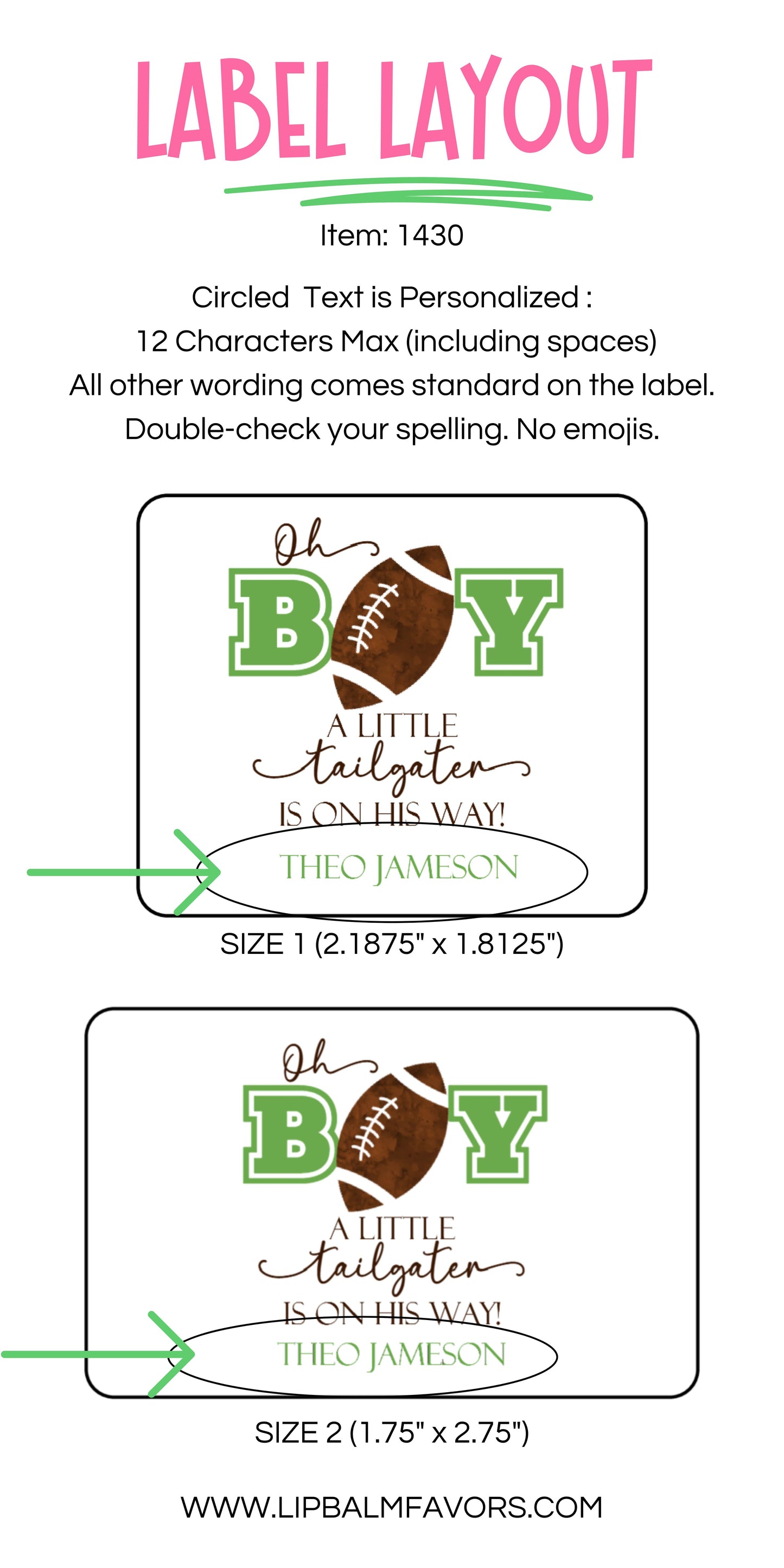 Football Baby Shower Favors Personalized PRINTED Lip Balm LABELS for Boy's Fall Baby Shower | Sports Themed Baby Shower Favors [1430]