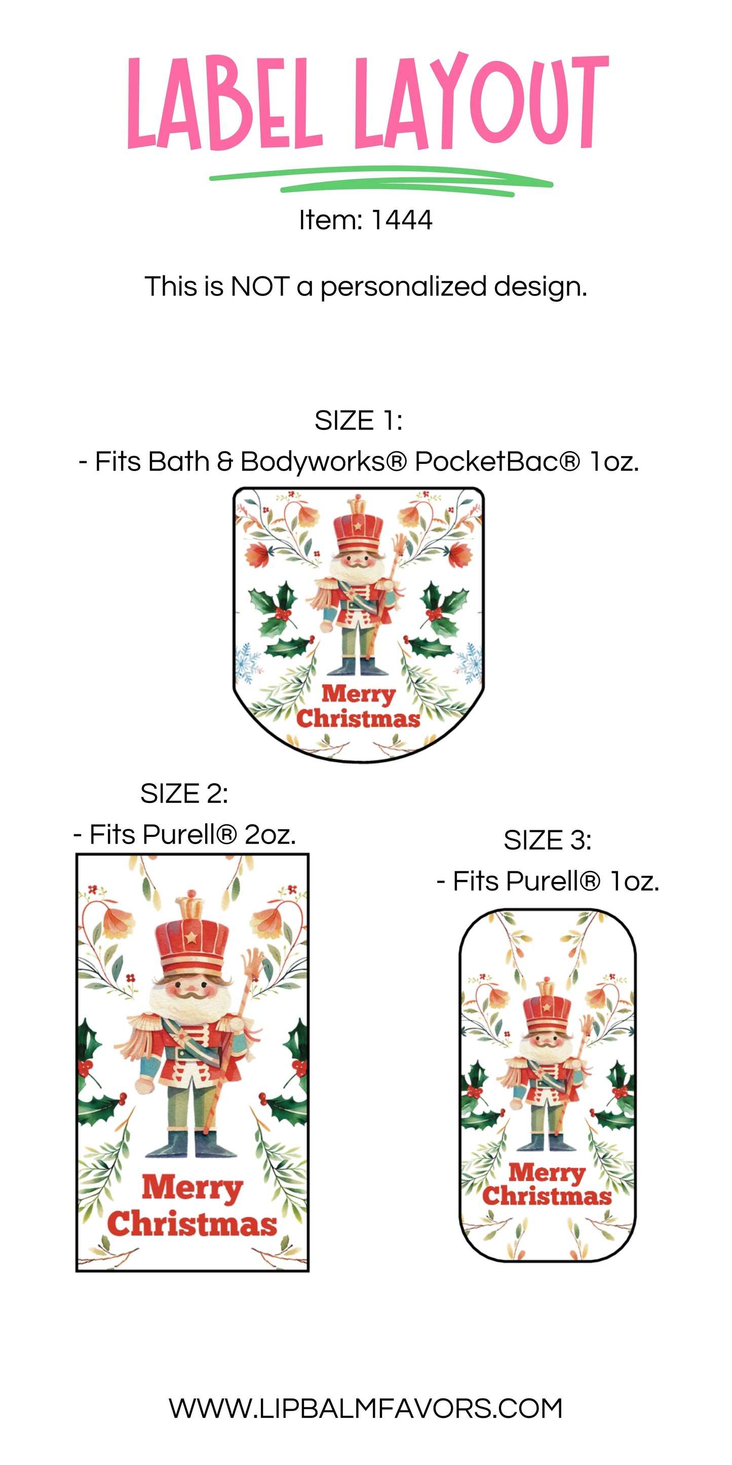 Merry Christmas Nutcracker PRINTED Hand Sanitizer LABELS - Festive Touch for Nutcracker-themed Holiday and Christmas Party Favor! [1444]