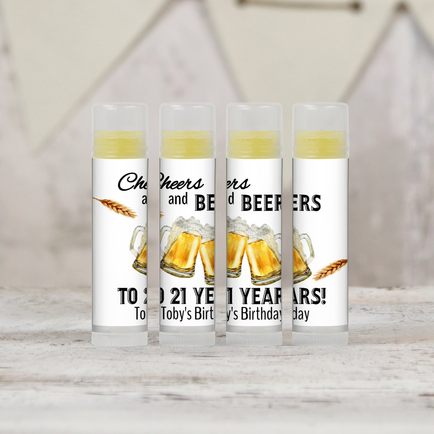 Cheers and Beers Personalized PRINTED Lip Balm LABELS | Adult Birthday Party Favors Sticker | Milestone Birthday Party Ideas [1500]