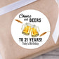 Cheers and Beers Birthday Party PRINTED 2" Square or Round Party Favor LABELS | Adult Birthday Party Favor Sticker | Milestone Bday [1500]