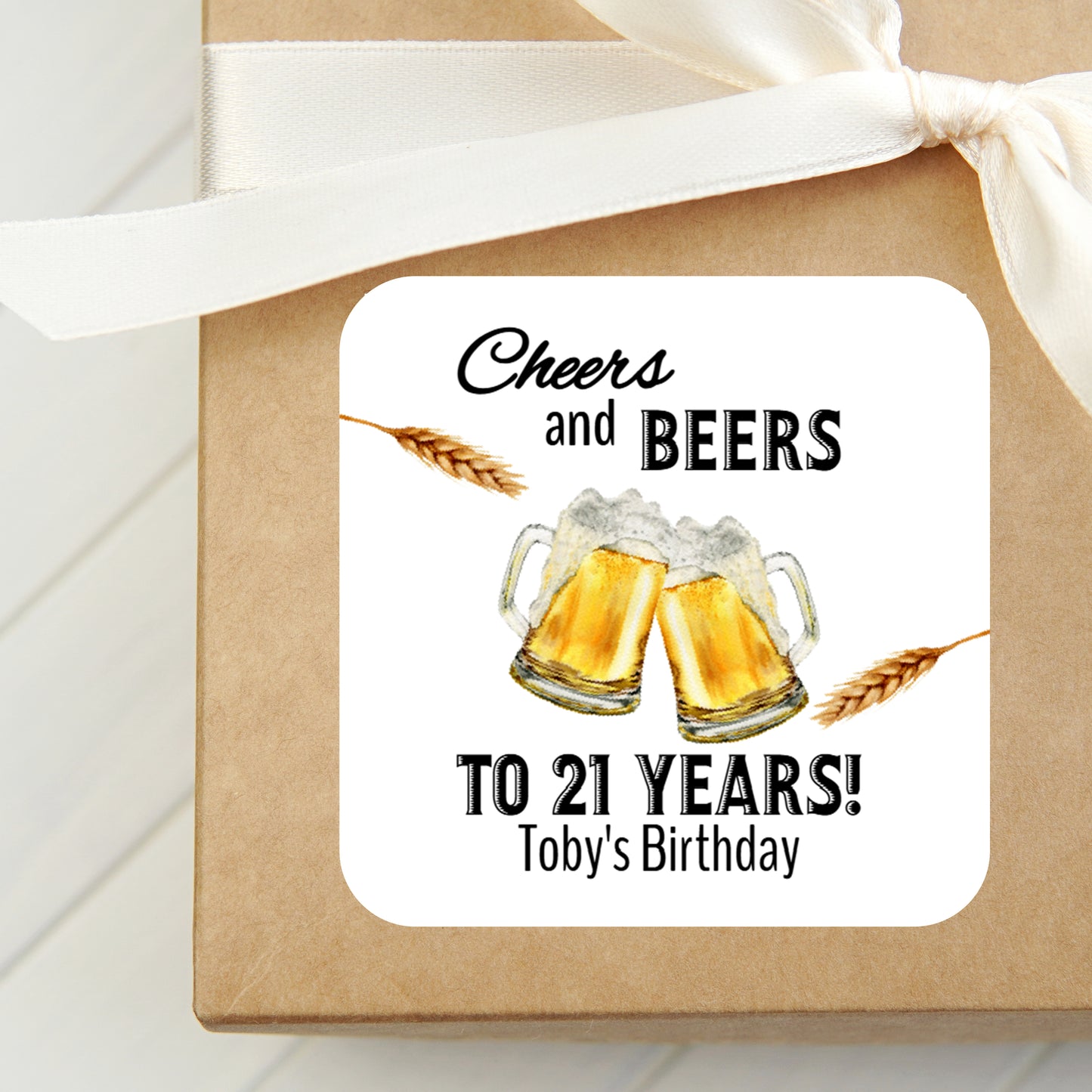 Cheers and Beers Birthday Party PRINTED 2" Square or Round Party Favor LABELS | Adult Birthday Party Favor Sticker | Milestone Bday [1500]