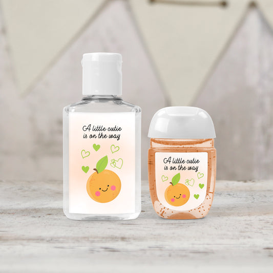 Printed Hand Sanitizer LABELS | A Little Cutie is on the Way Favors Sticker | Summer Baby Shower Ideas | Gender Neutral Baby Shower [4000]