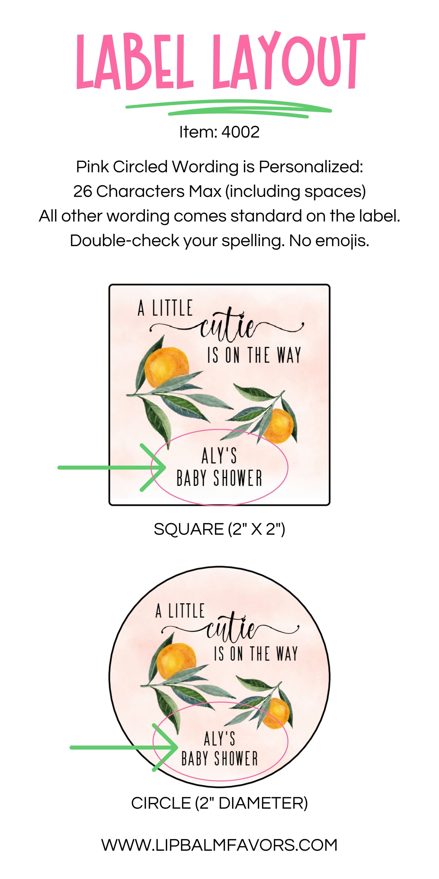 A Little Cutie is on the Way PRINTED 2" Square or Round Party Favor LABELS | Summer Baby Shower Label | Neutral Tangerine Theme [4002]