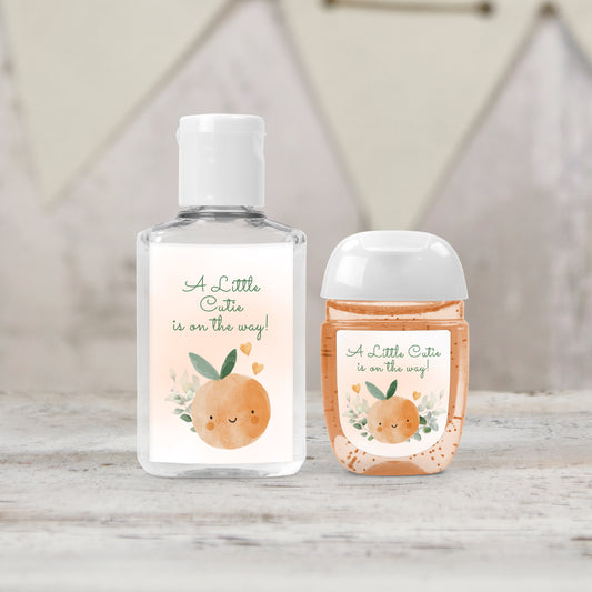 Little Cutie Baby Shower Personalized PRINTED Hand Sanitizer LABELS| Oranges Baby Shower Theme | Neutral Baby Shower Favors Sticker [4005]