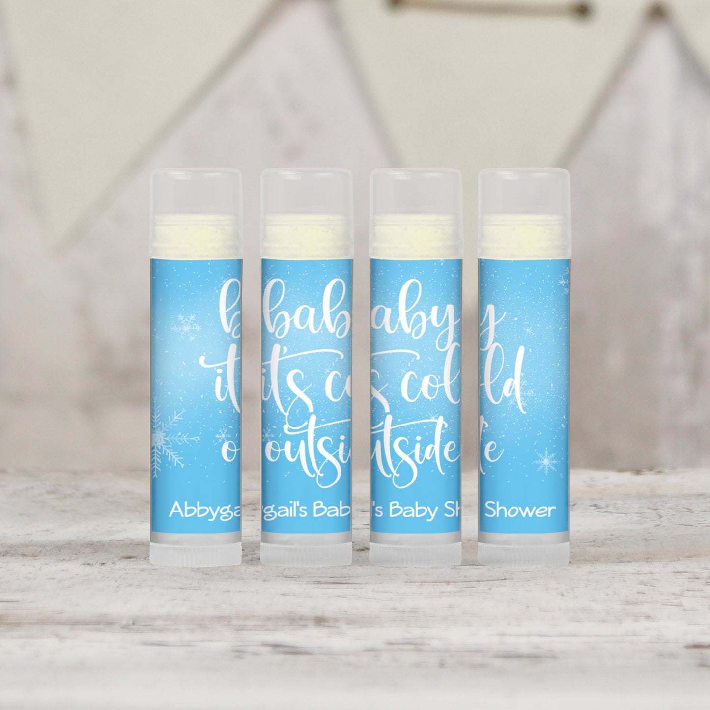 Baby Its Cold Outside Baby Shower Favors Personalized PRINTED Lip Balm LABELS | Christmas Baby Shower Favors | Winter Baby Shower [4007]