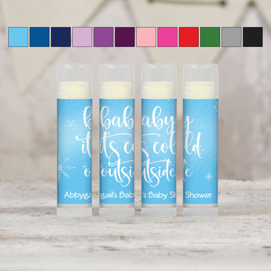 Baby Its Cold Outside Baby Shower Favors Personalized PRINTED Lip Balm LABELS | Christmas Baby Shower Favors | Winter Baby Shower [4007]