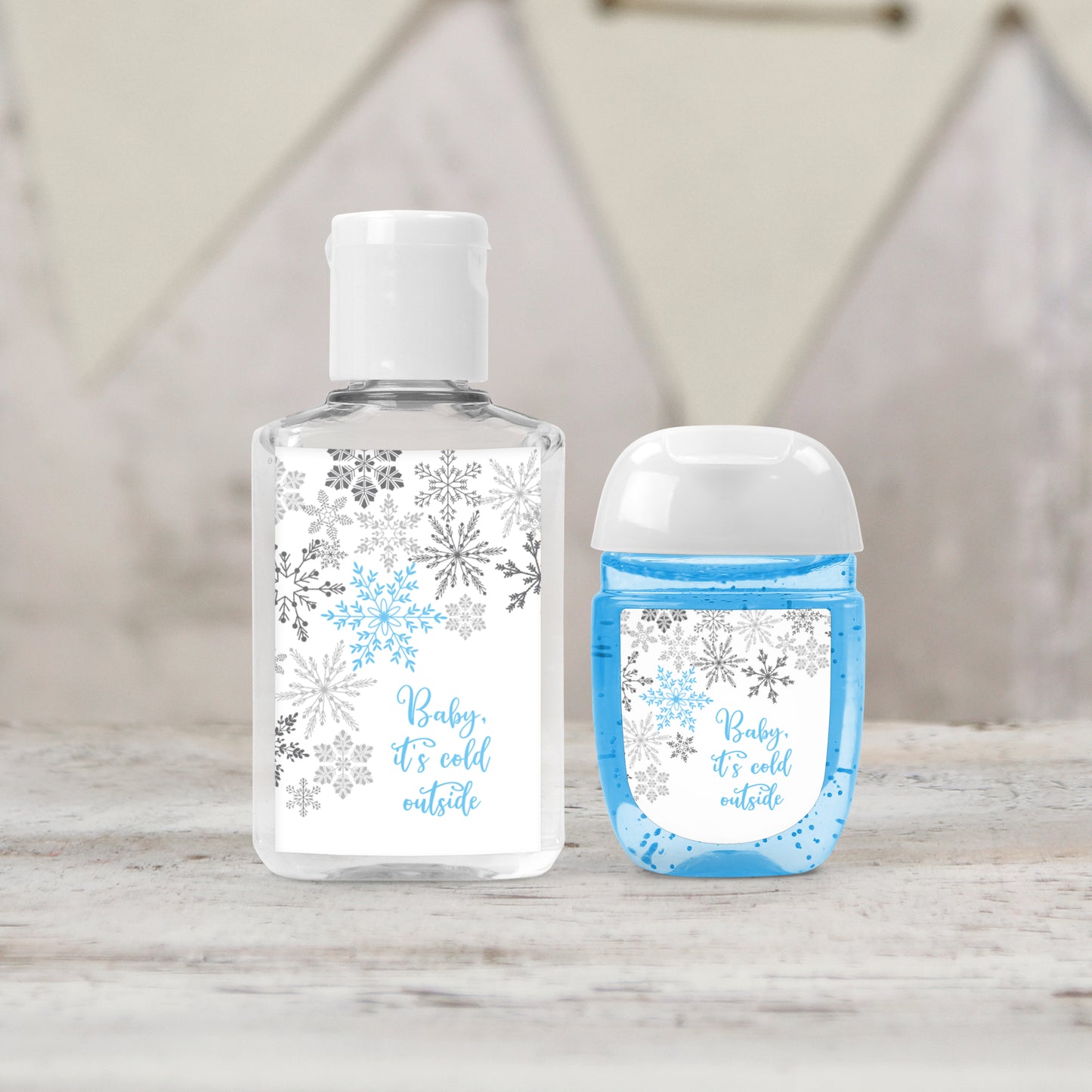 Baby Its Cold Outside Shower Theme PRINTED Hand Sanitizer LABELS | Christmas Baby Sprinkle | Winter Themed Baby Shower Favor [4009]