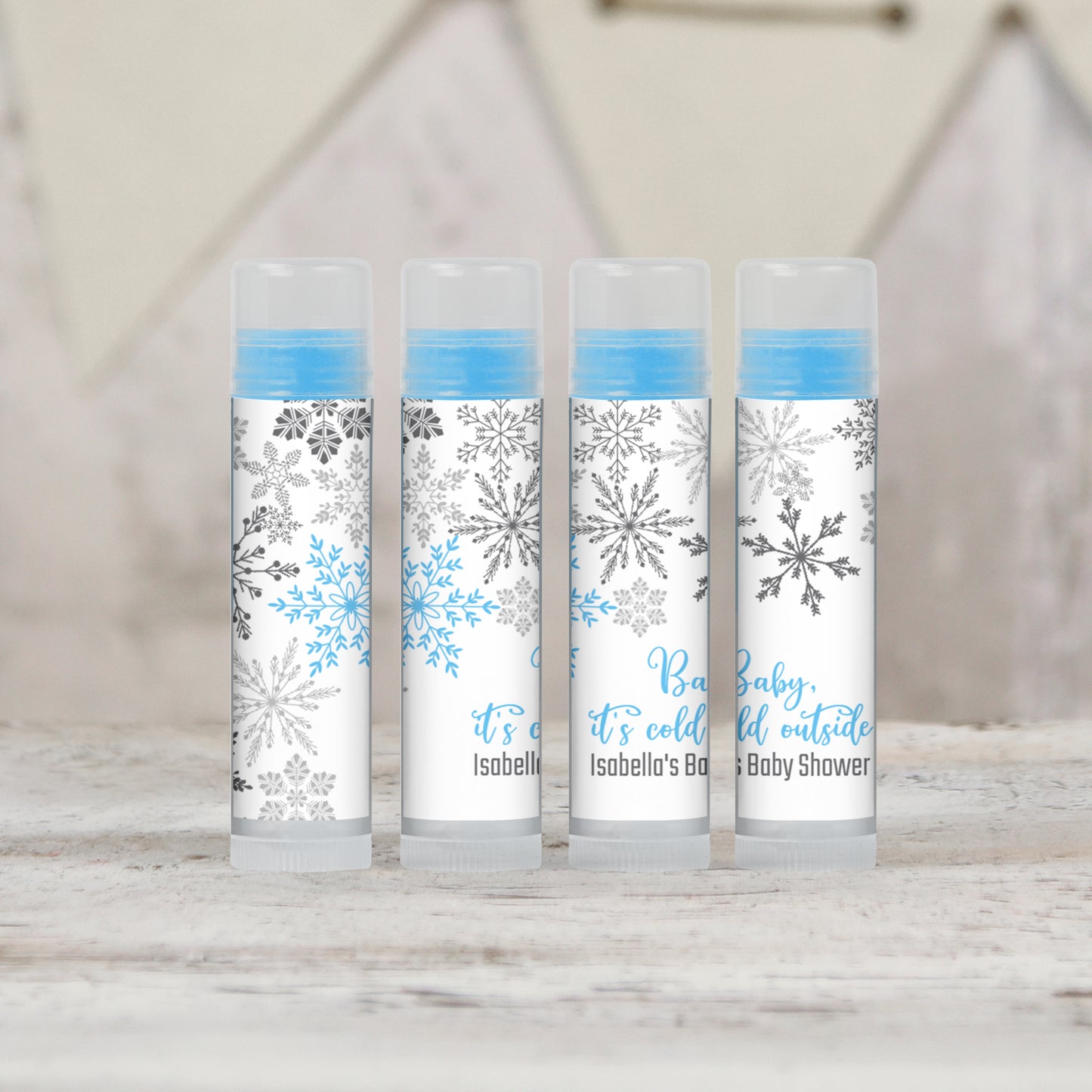 Baby Its Cold Outside Shower Personalized PRINTED Lip Balm LABELS | Christmas Baby Shower Favors | Winter Theme Baby Shower Favor [4009]