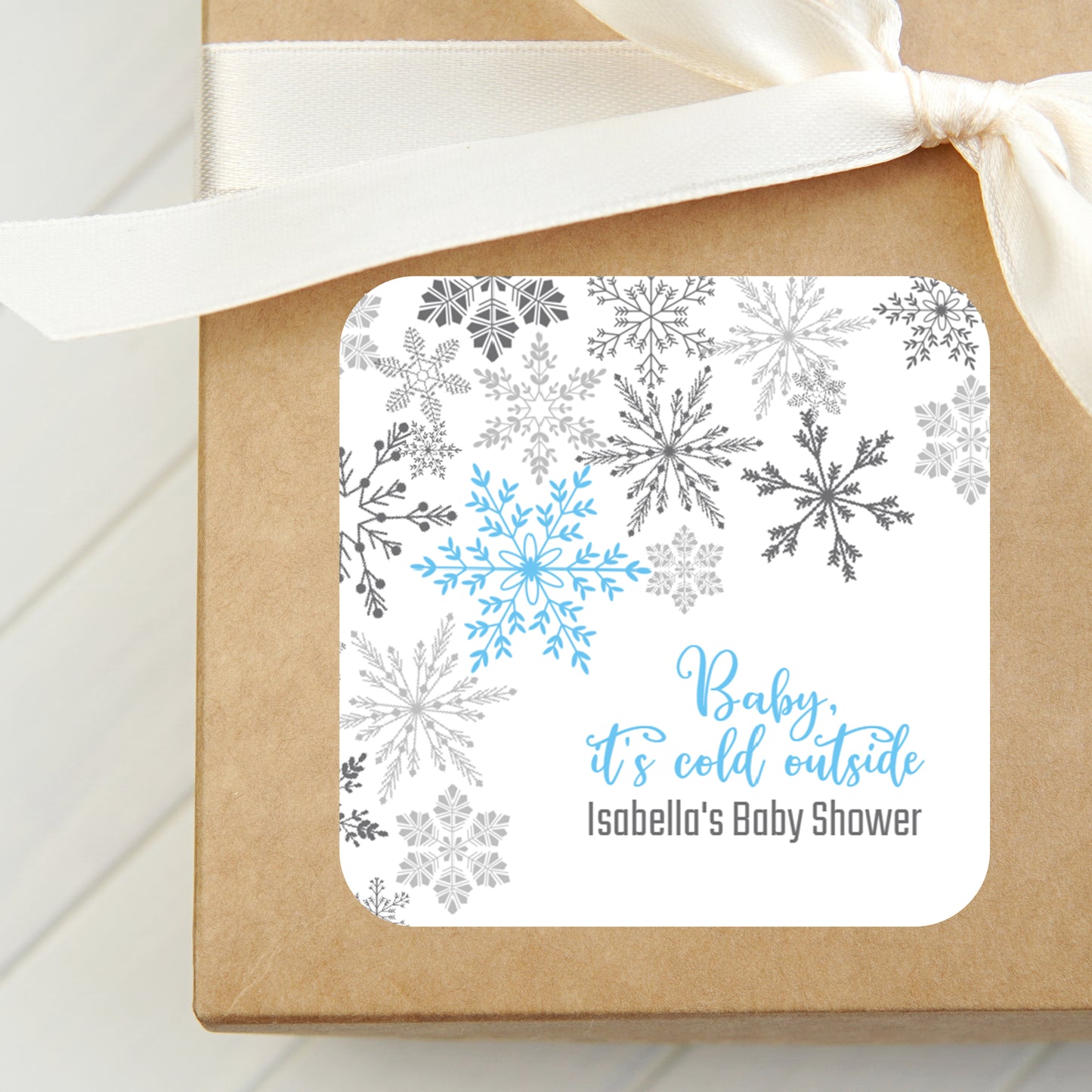 Baby Its Cold Outside Sticker PRINTED 2" Square or Round Favor LABELS | Christmas Baby Shower | Winter Baby Shower Theme [4009]