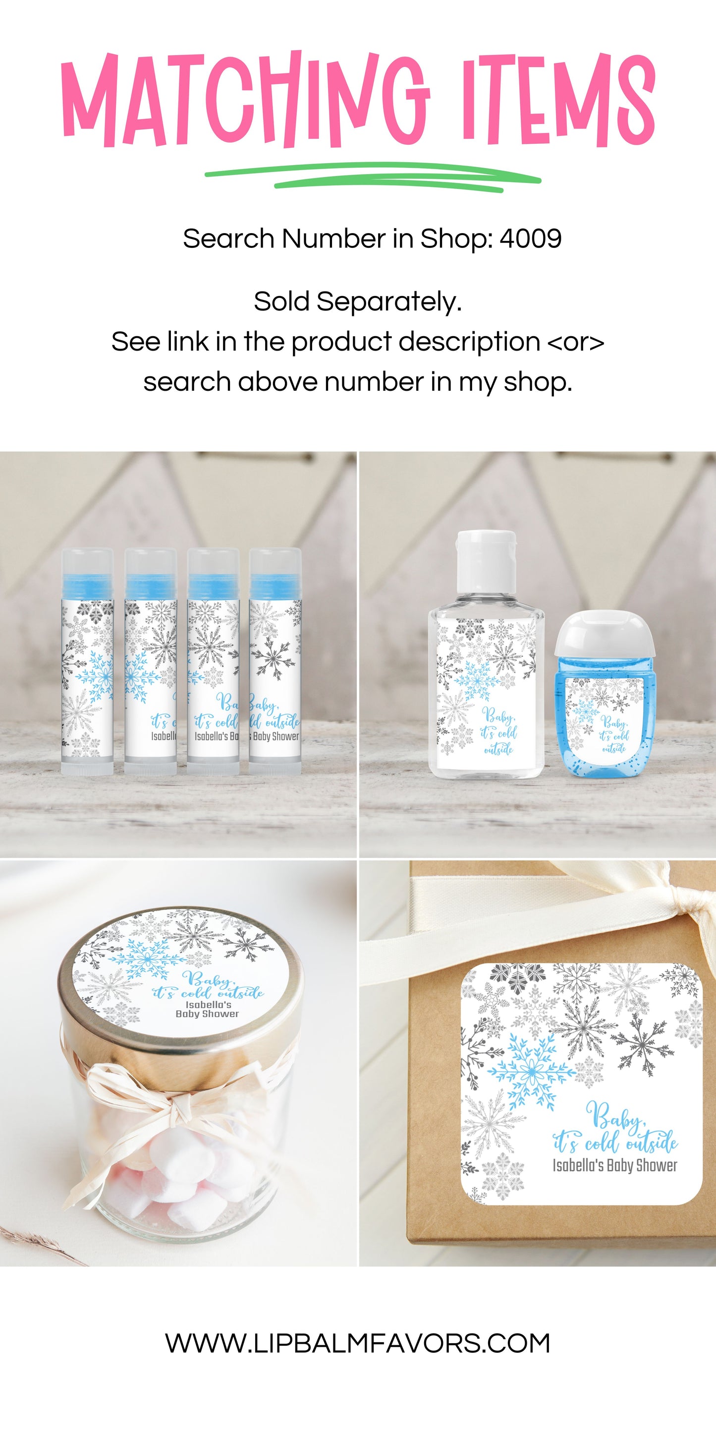 Baby Its Cold Outside Shower Personalized PRINTED Lip Balm LABELS | Christmas Baby Shower Favors | Winter Theme Baby Shower Favor [4009]