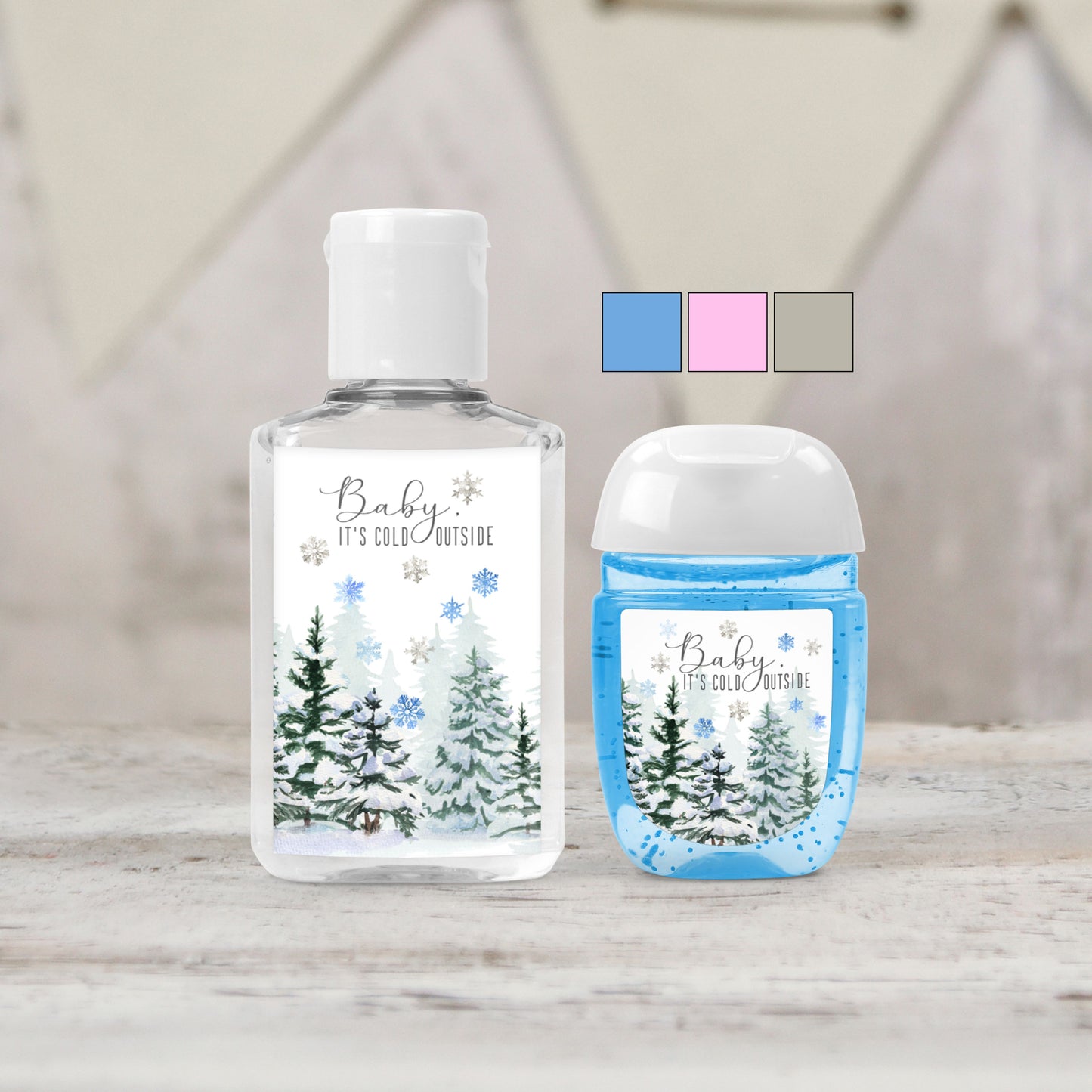 Baby Its Cold Outside Baby Shower Favors PRINTED Hand Sanitizer LABELS | Winter Wonderland Baby Shower | Winter Forest Theme [4011]