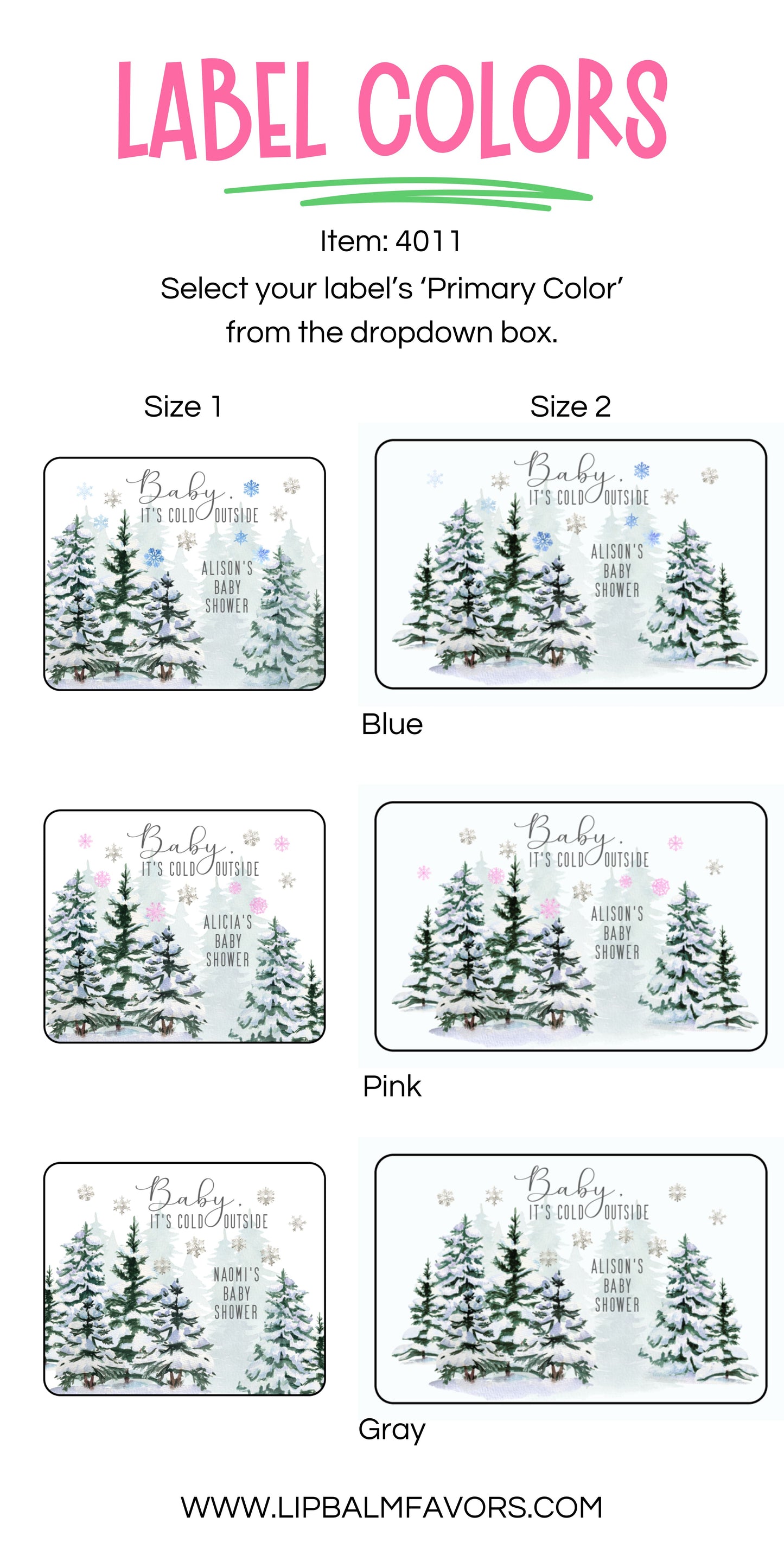 Baby Its Cold Outside Favors Personalized PRINTED Lip Balm LABELS | Winter Wonderland Baby Shower Favors Sticker | Winter Forest [4011]