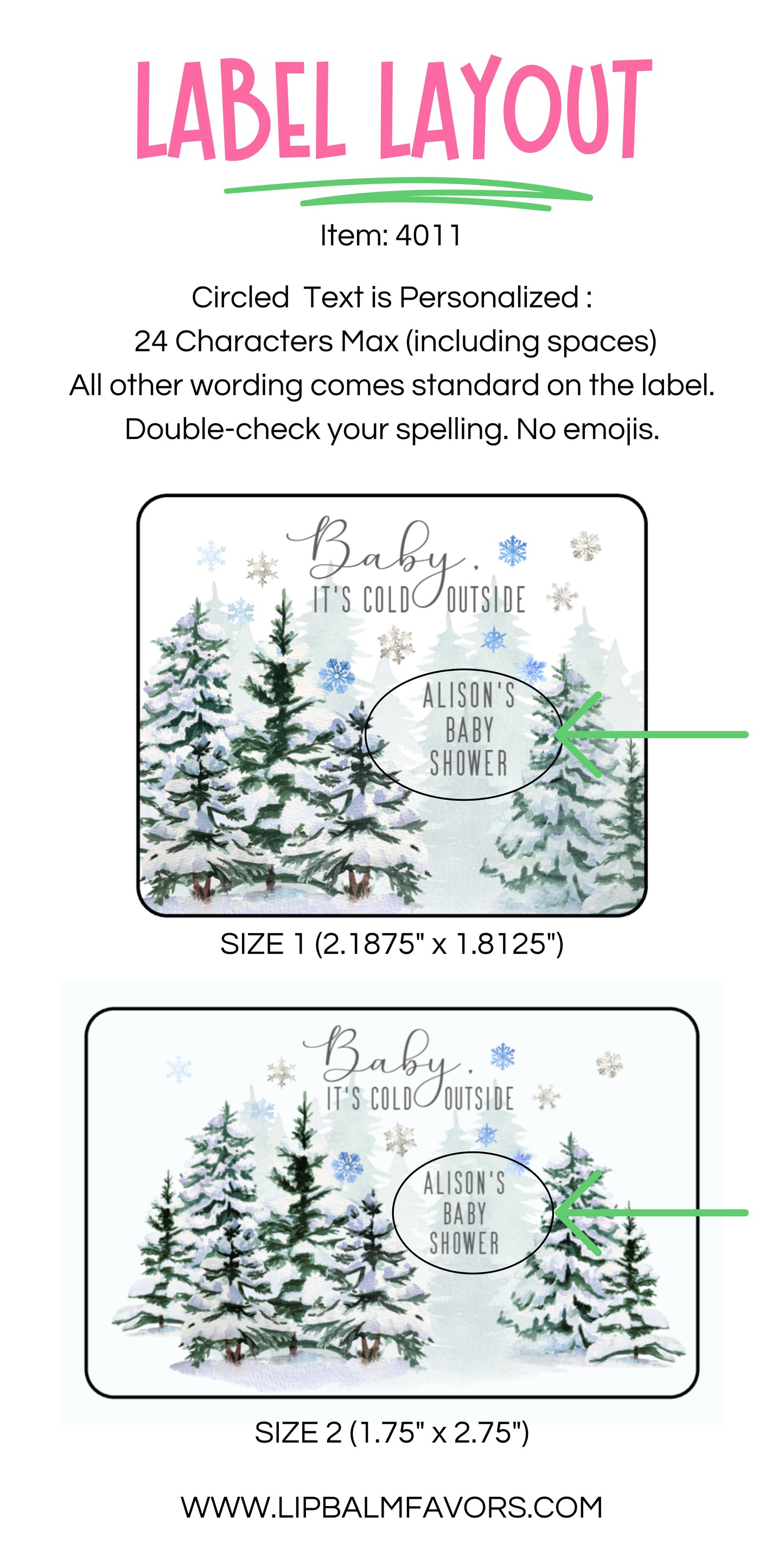 Baby Its Cold Outside Favors Personalized PRINTED Lip Balm LABELS | Winter Wonderland Baby Shower Favors Sticker | Winter Forest [4011]