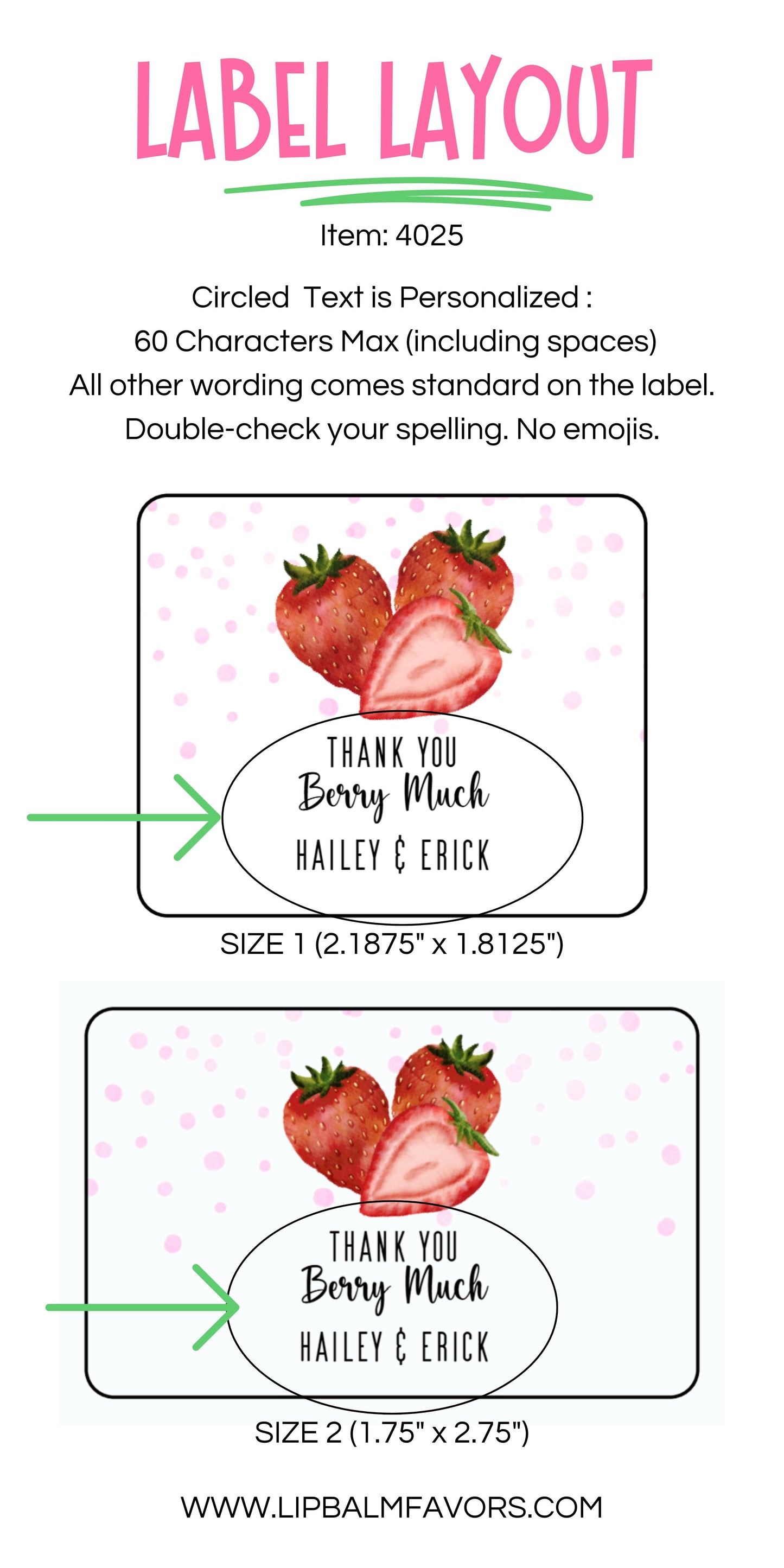 Berry Sweet Baby Shower | Personalized PRINTED Lip Balm LABELS for Favors | Strawberry Birthday Party | Thank You Berry Much [4025]