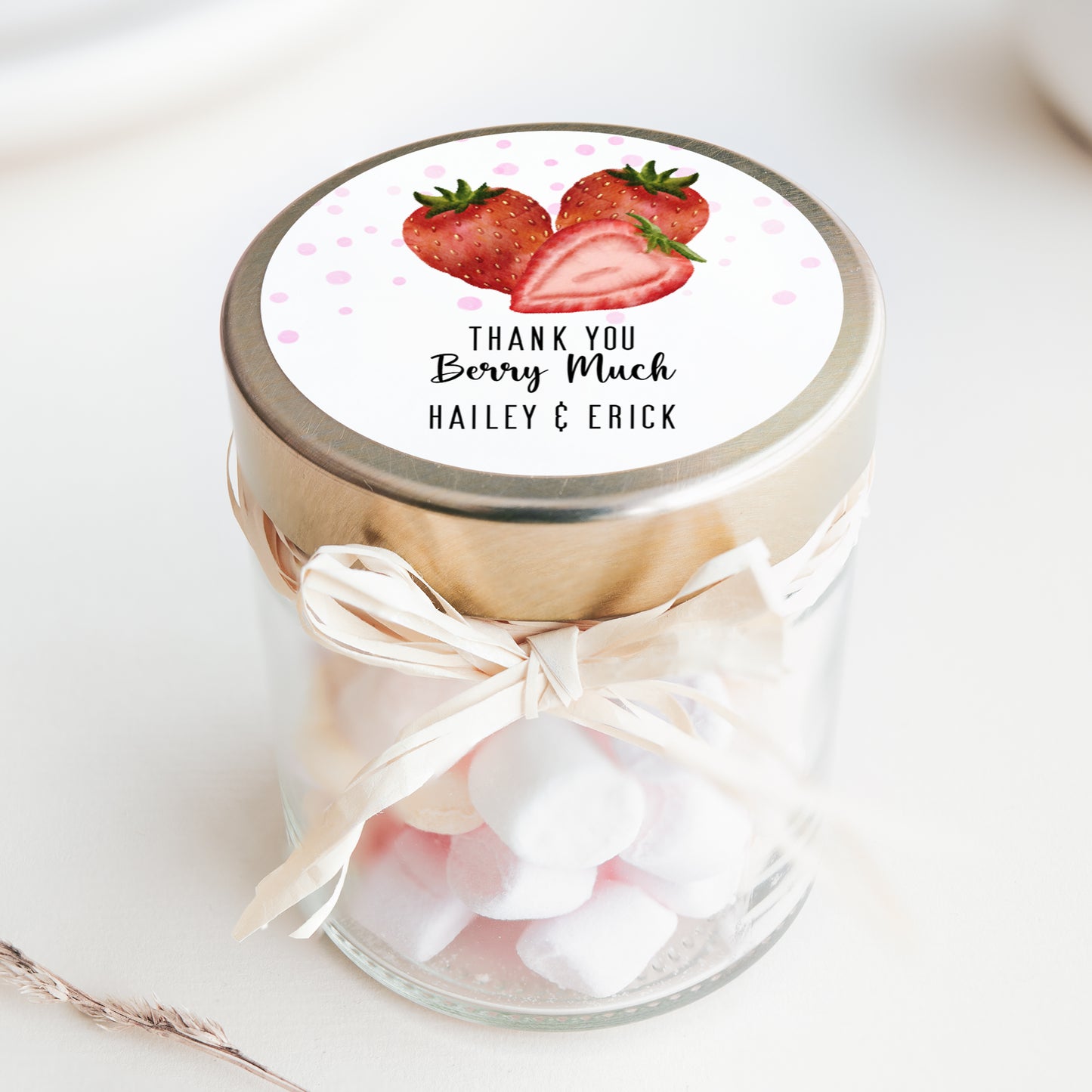 Strawberry Baby Shower Theme PRINTED 2" Square or Round Favor LABELS | Strawberry Party Supplies | Summer Baby Shower Girl [4025]