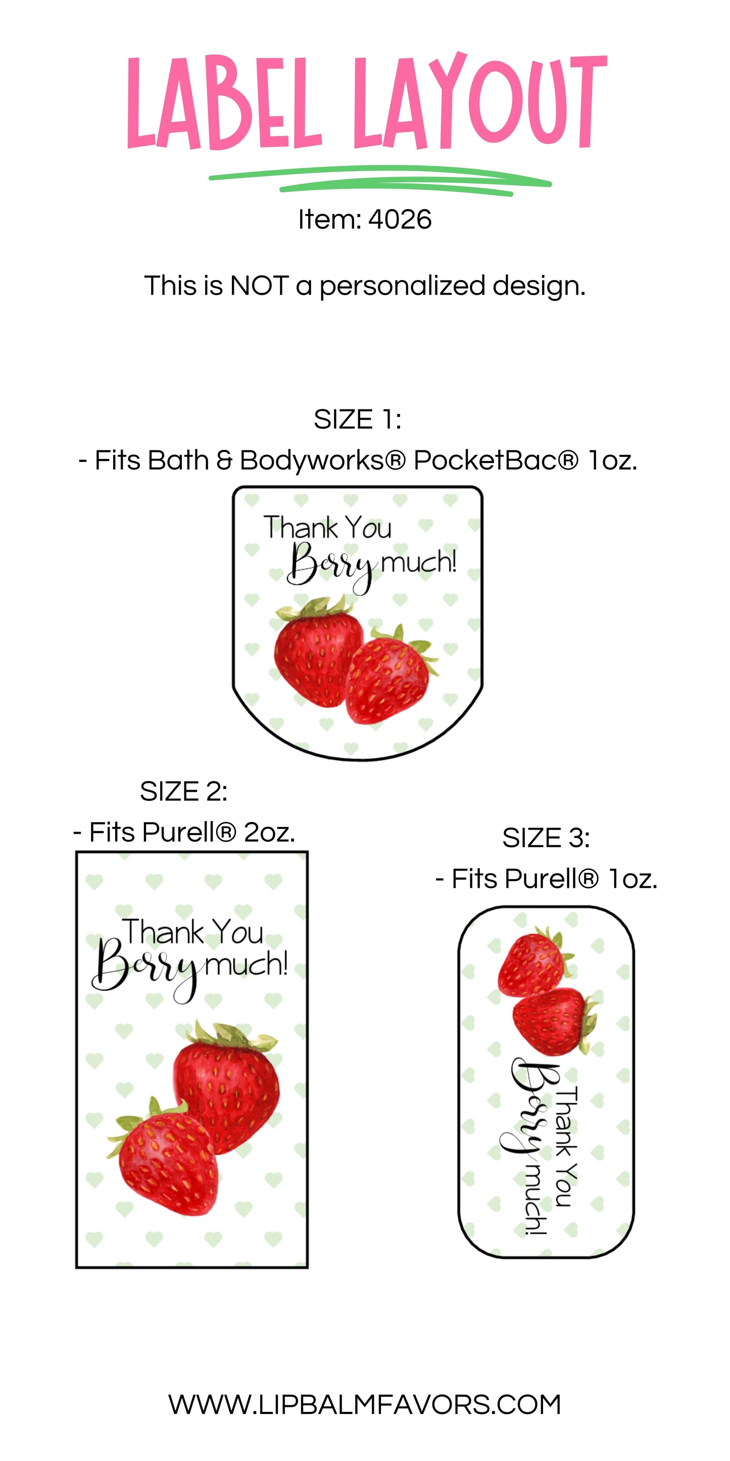 Strawberry Party Supplies PRINTED Hand Sanitizer LABELS | Berry 1st Birthday | Strawberry Baby Shower Labels for Favors [4026]