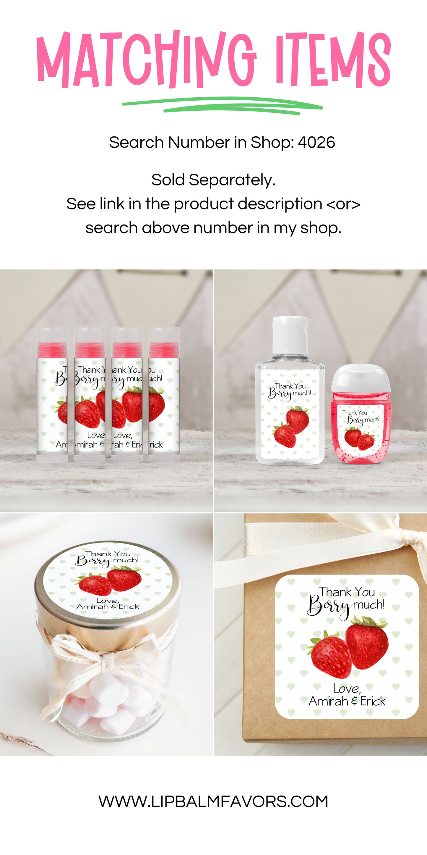 Strawberry Party Supplies PRINTED Hand Sanitizer LABELS | Berry 1st Birthday | Strawberry Baby Shower Labels for Favors [4026]