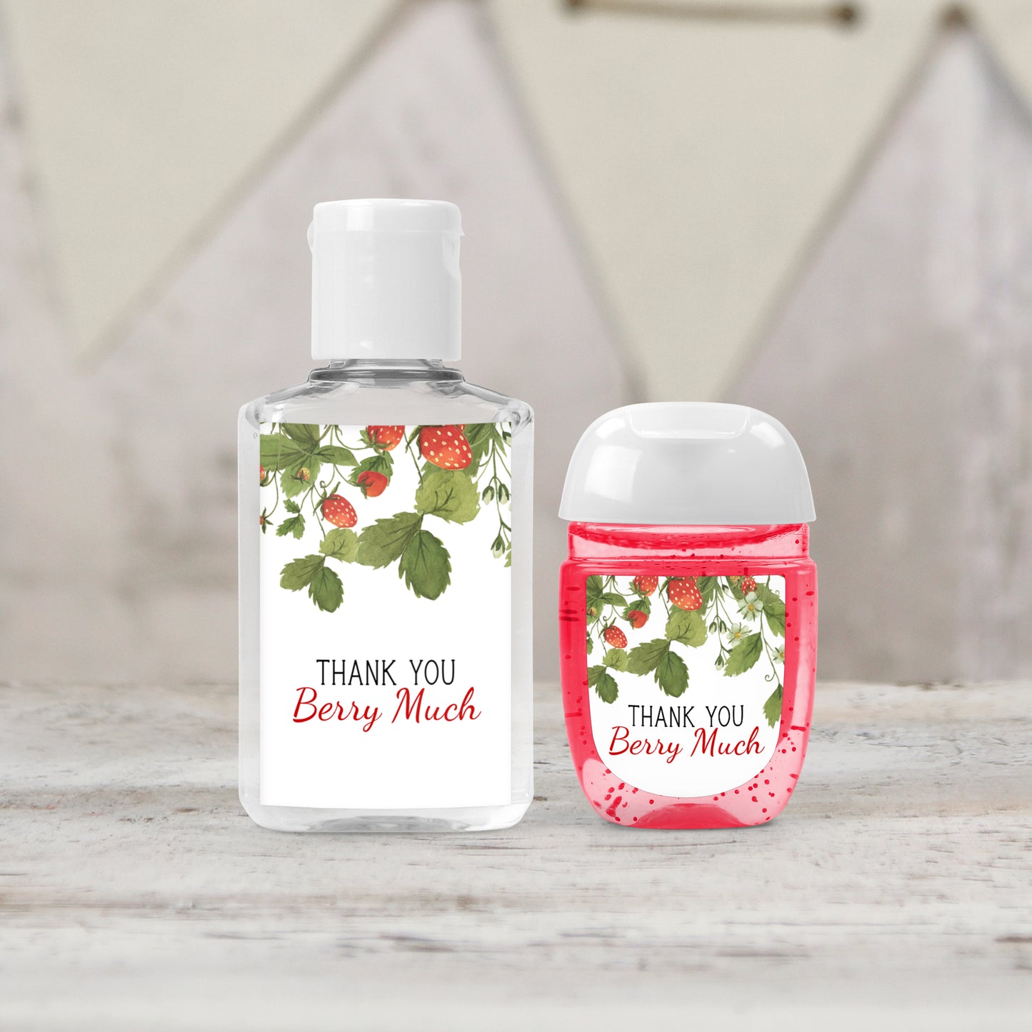 Strawberry Theme 1st Birthday PRINTED Hand Sanitizer LABELS | Strawberry Theme 2nd Birthday | Strawberry Baby Shower [4028]