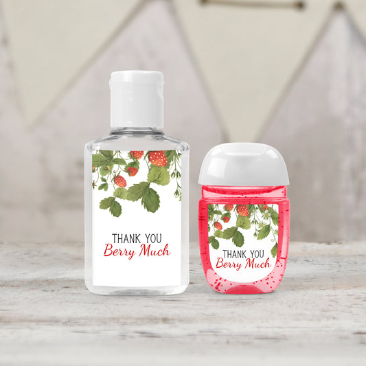 Strawberry Theme 1st Birthday PRINTED Hand Sanitizer LABELS | Strawberry Theme 2nd Birthday | Strawberry Baby Shower [4028]